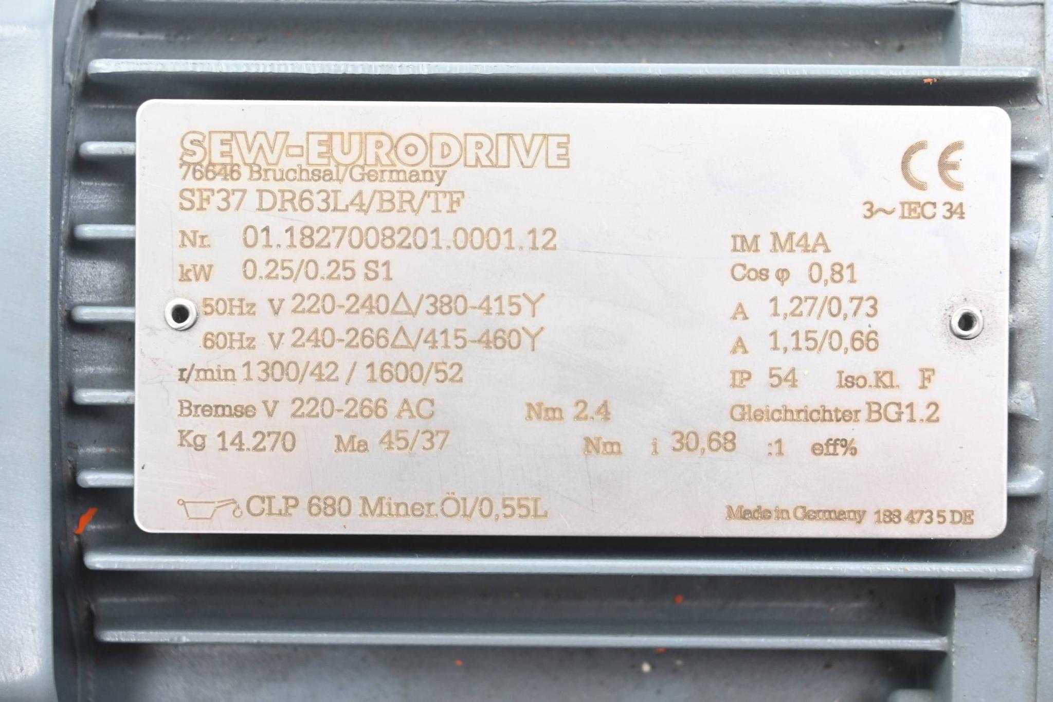 Produktfoto 2 von SEW Eurodrive Getriebemotor SF37DR63L4/BR/TF ( SF37 DR63L4/BR/TF )