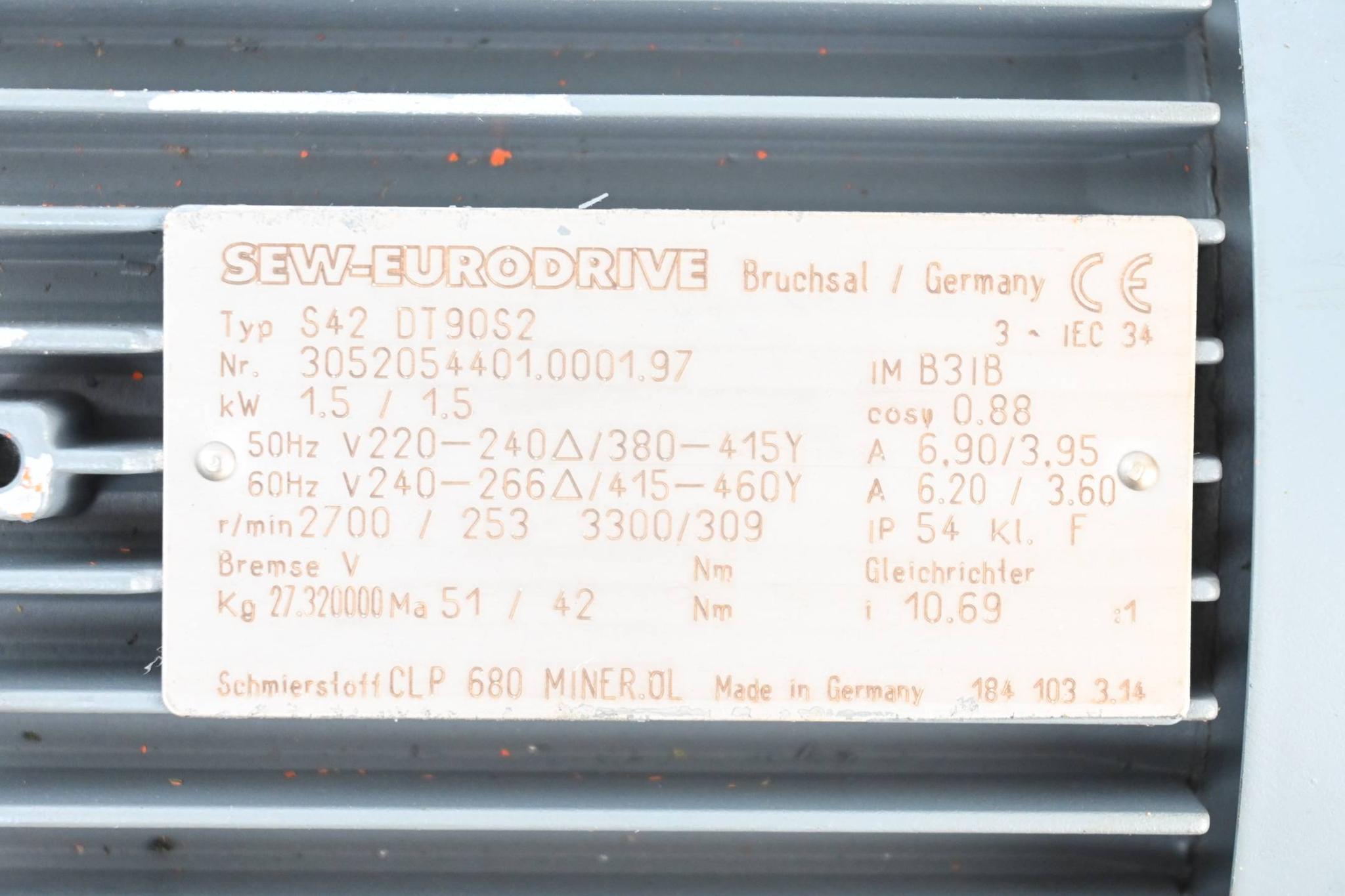 Produktfoto 2 von SEW-Eurdorive 3~ Getriebemotor S42 DT90S2 ( S42DT90S2 ) 1,5 / 1,5 kW