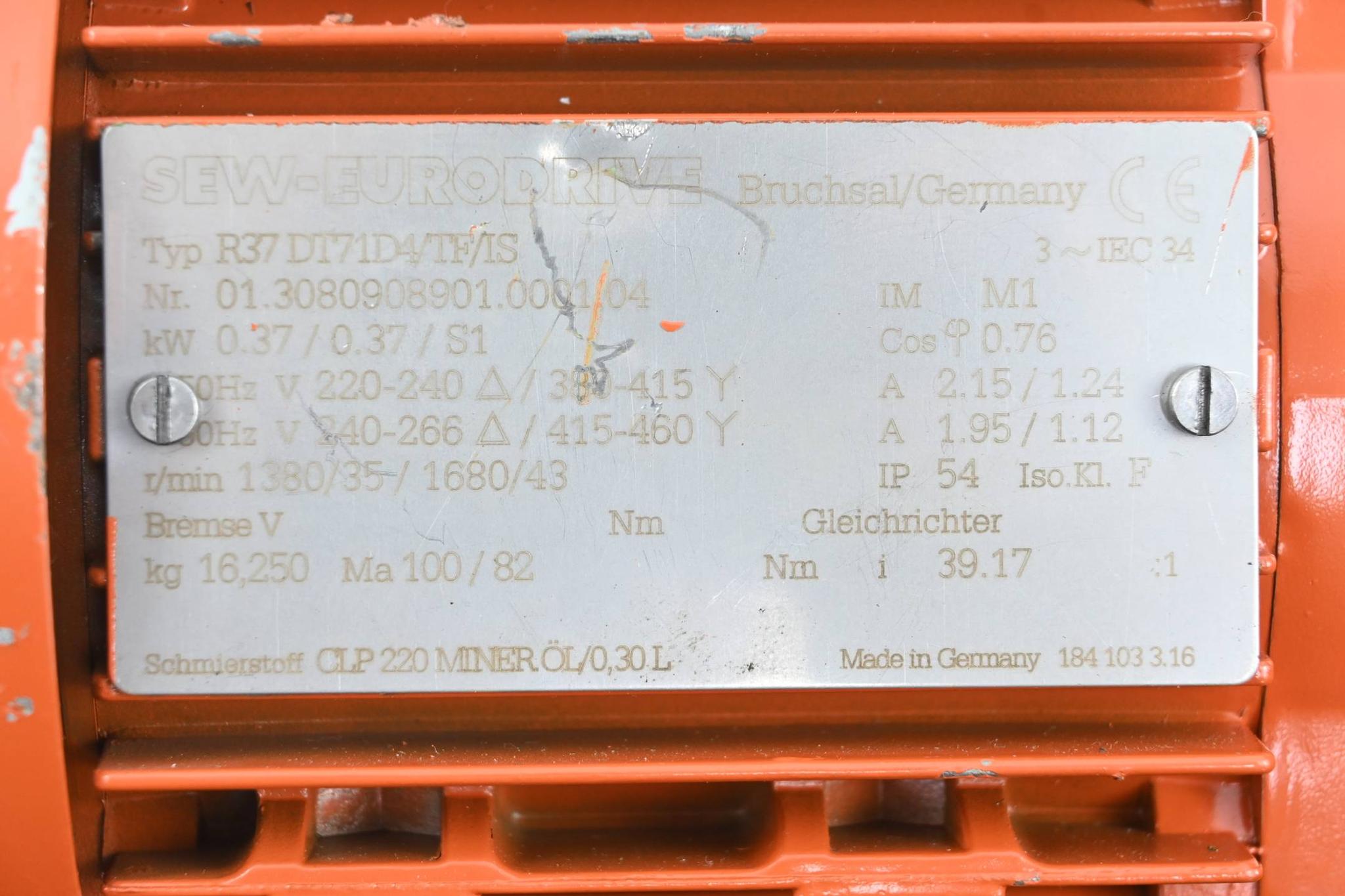 Produktfoto 2 von SEW Eurodrive Getriebemotor R37DT71D4/TF/IS ( R37 DT71D4/TF/IS )