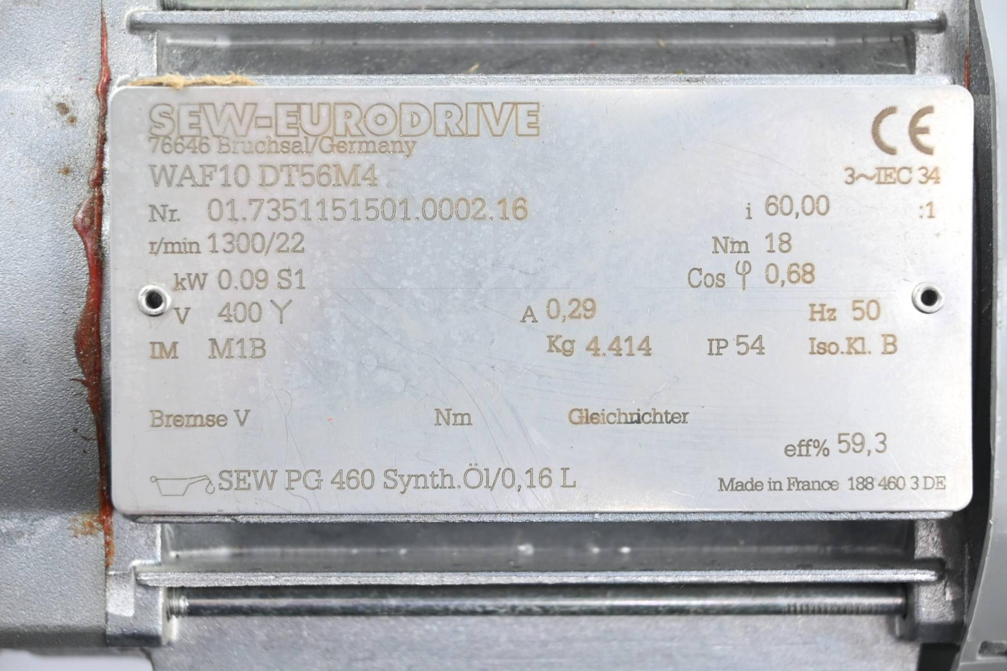 Produktfoto 2 von SEW Eurodrive Getriebemotor WAF10DT56M4 ( WAF10 DT56M4 )