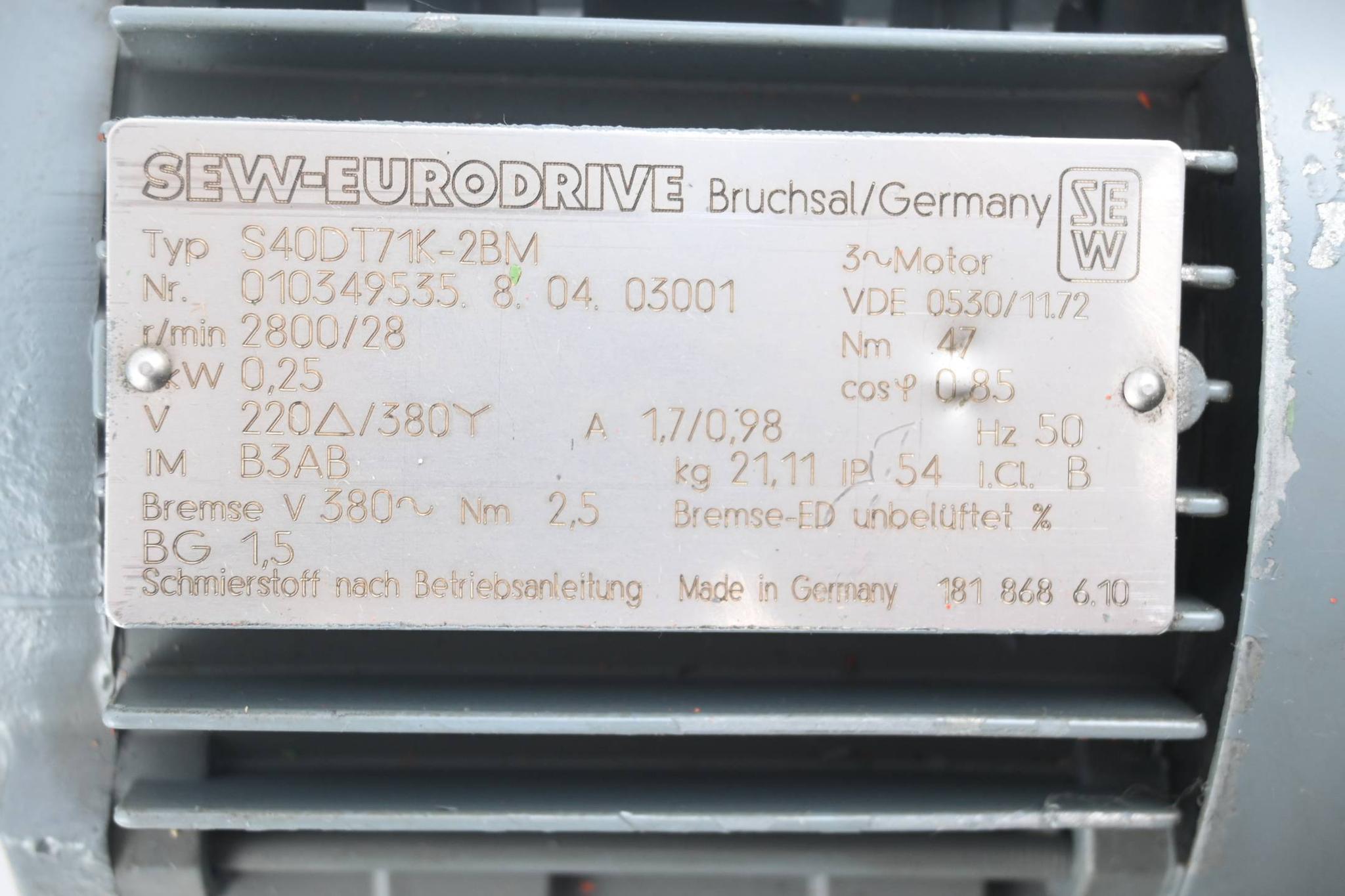 Produktfoto 2 von SEW Eurodrive Getriebemotor S40DT71K-2BM ( S40 DT71K-2BM )