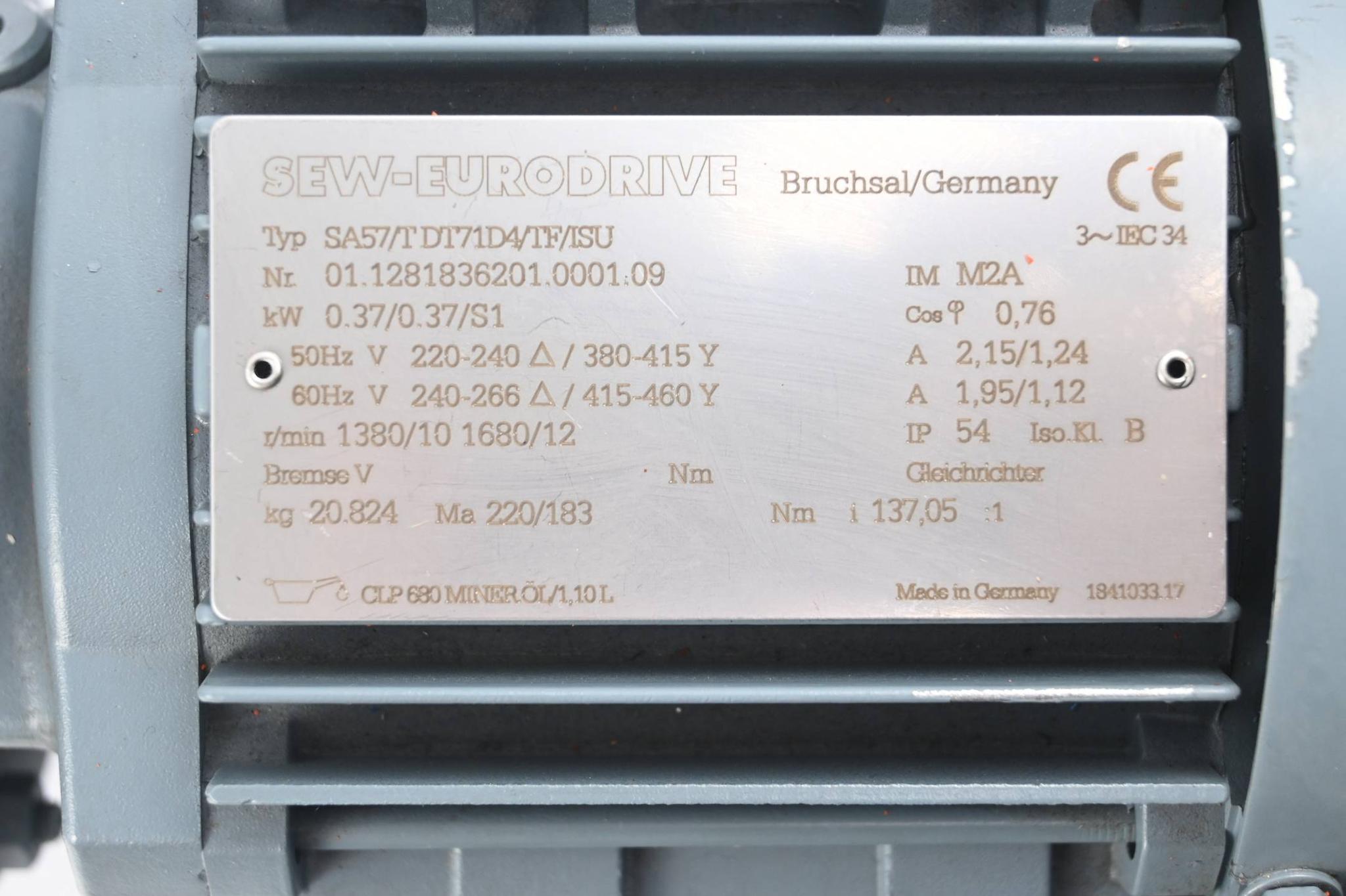 Produktfoto 2 von SEW Eurodrive Getriebemotor SA57/TDT71D4/TF/ISU