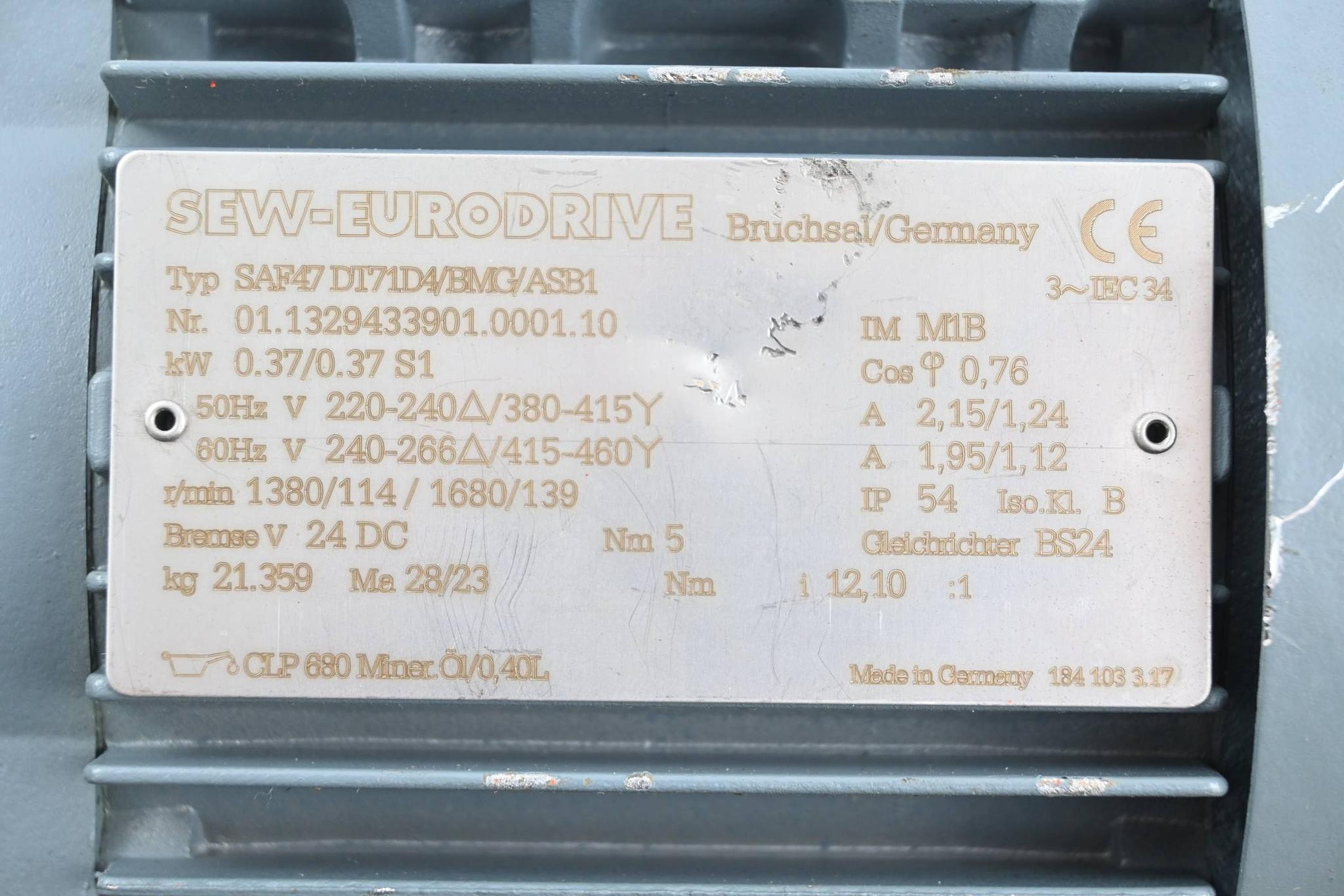 Produktfoto 2 von SEW Eurodrive Getriebemotor SAF47DT71D4/BMG/ASB1 ( SAF47 DT71D4/BMG/ASB1 )