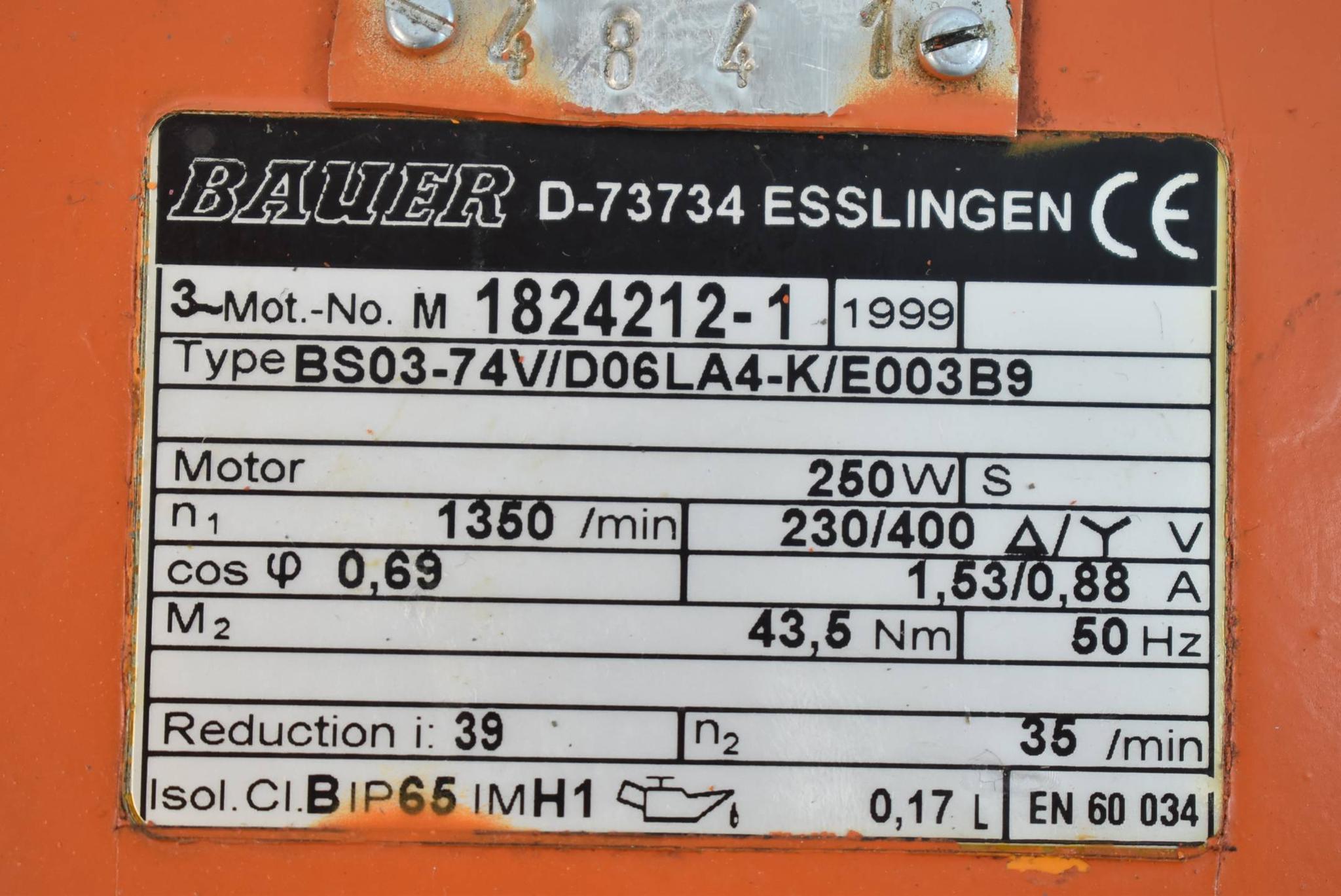 Produktfoto 5 von Bauer Getriebemotor BS03-74V/D06LA4-K/E003B9 ( 1824212-1 ) + E 003 B 9