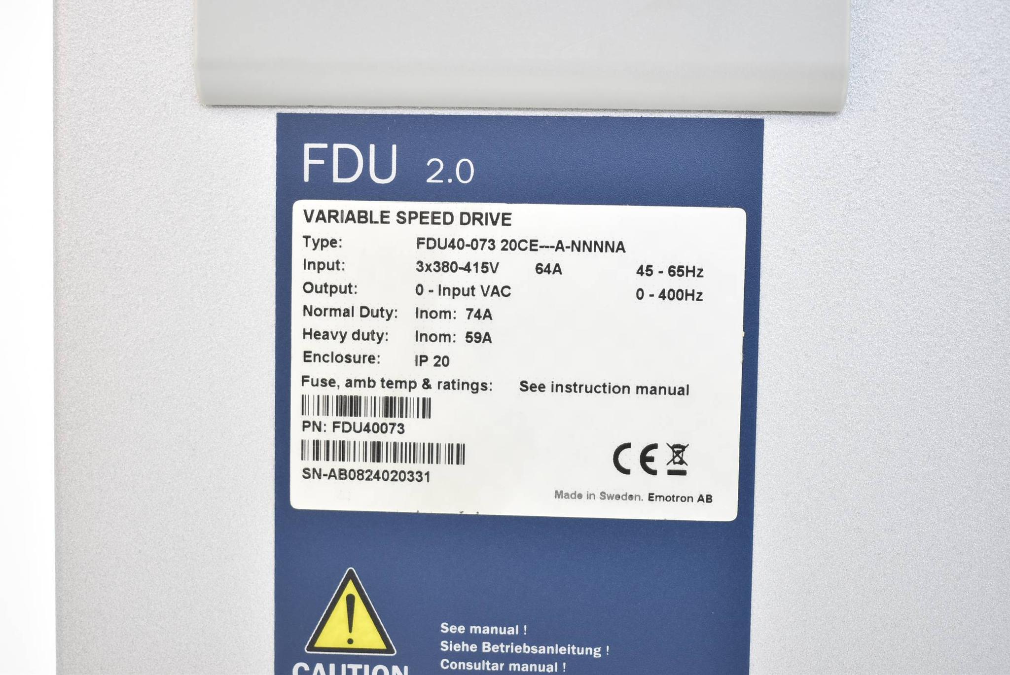 Produktfoto 2 von Emotron Variable Speed Drive FDU40-073 20CE---AA-NNNNA-64A ( FDU40073 )