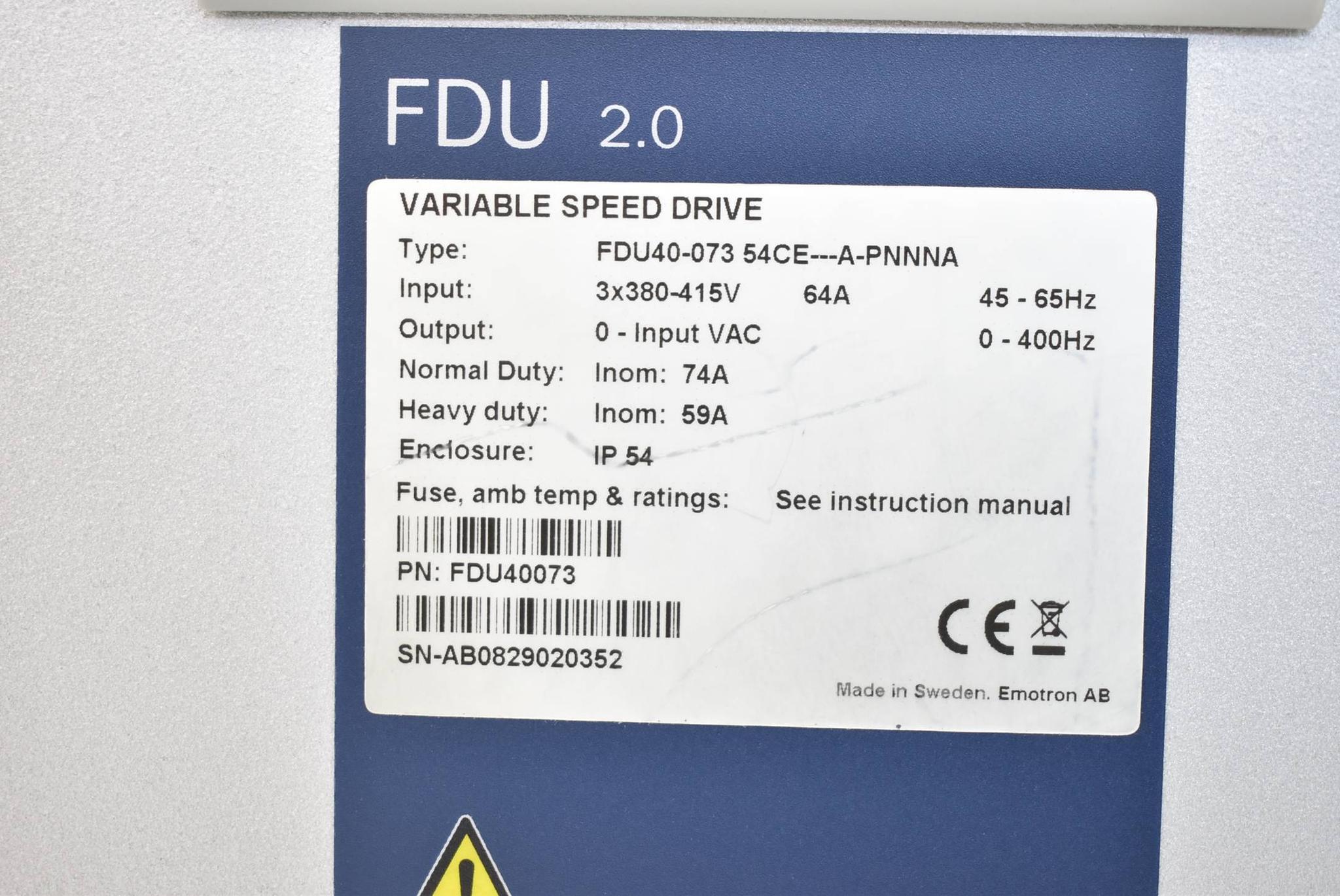 Produktfoto 2 von Emotron Variable Speed Drive FDU40-073 54CE---A-PNNNA-64A ( FDU40073 )