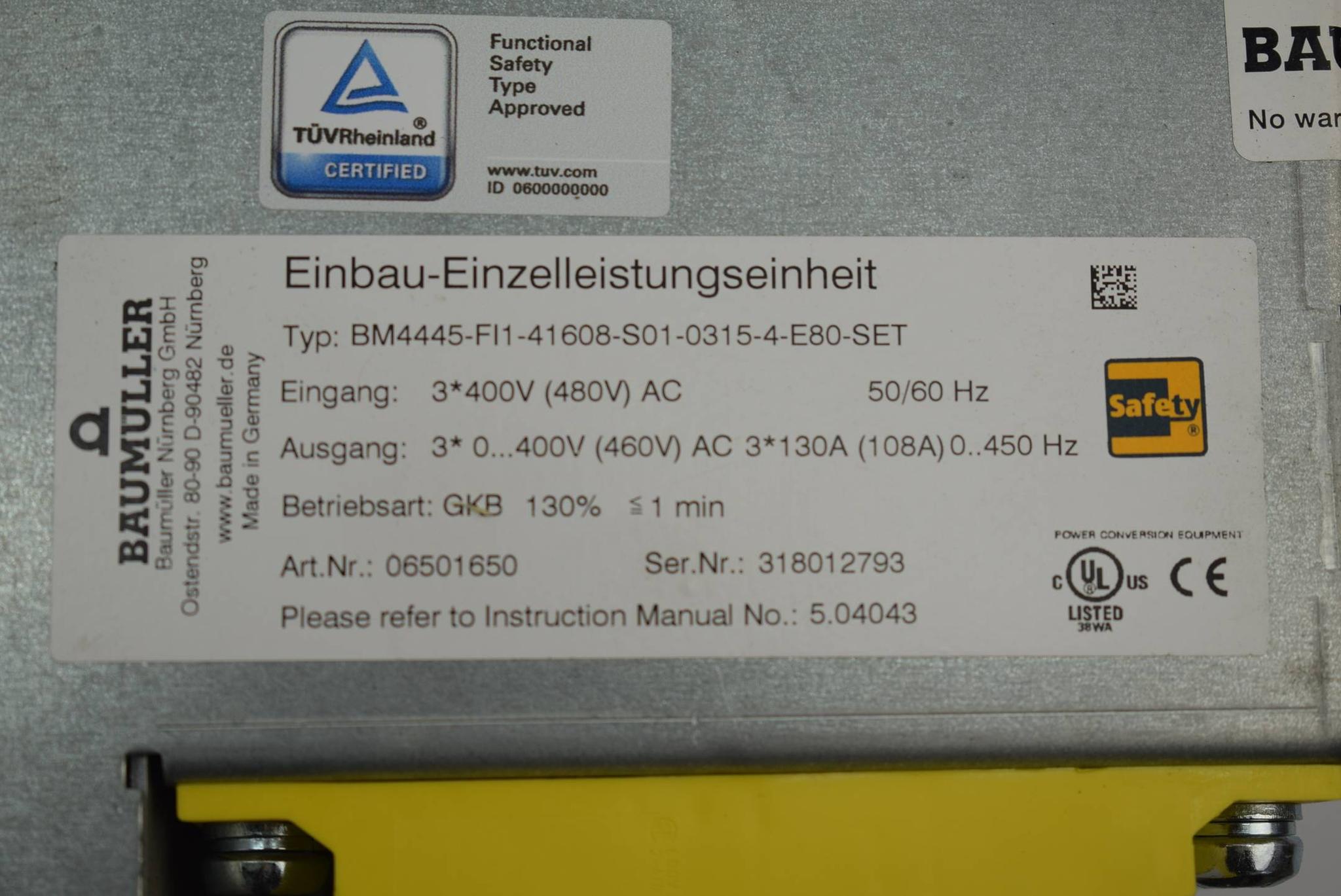 Produktfoto 4 von Baumüller Einbau-Einzelleistungseinheit BM4445-FI1-41608-S01-0315-4-E80-SET