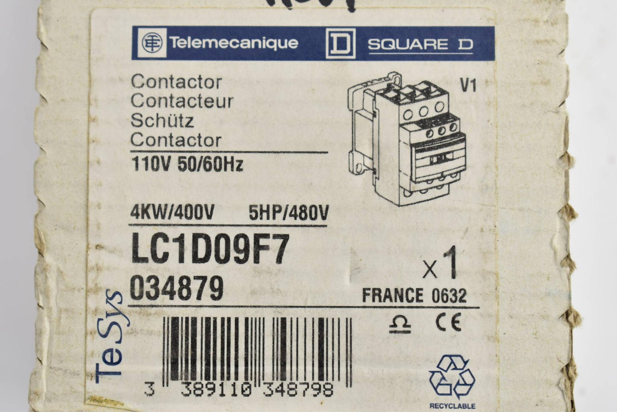 Produktfoto 2 von Telemecanique Schütz Contactor 110V 50/60Hz LC1D09F7 ( 034879 )