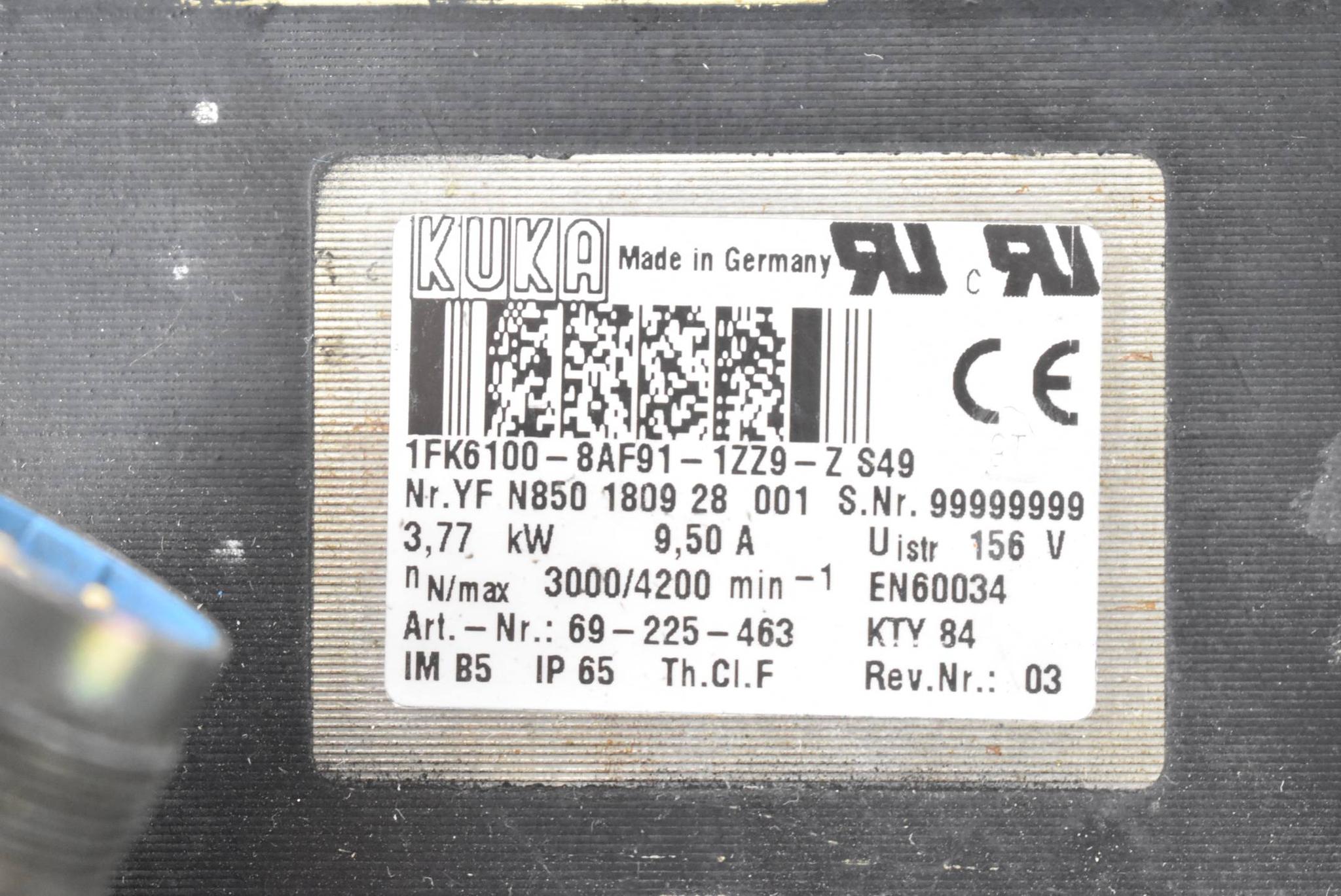 Produktfoto 3 von Kuka Servomotor 1FK6100-8AF91-1ZZ9-ZS49 ( 69225463 )