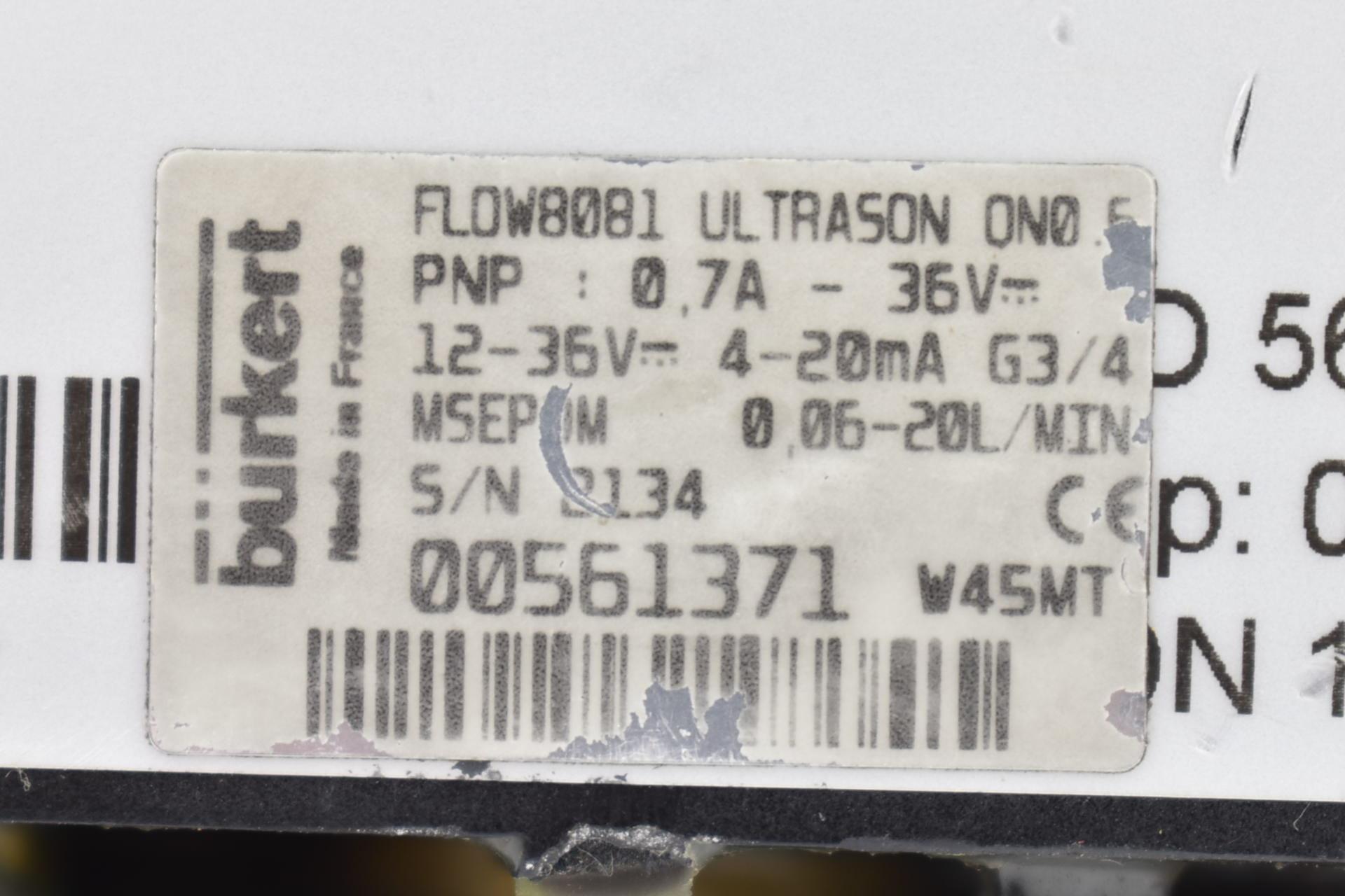 Produktfoto 2 von Bürkert FLOW8081 Ultrason Flowmeter 12-36V 4-20mA 0,06-20L/min