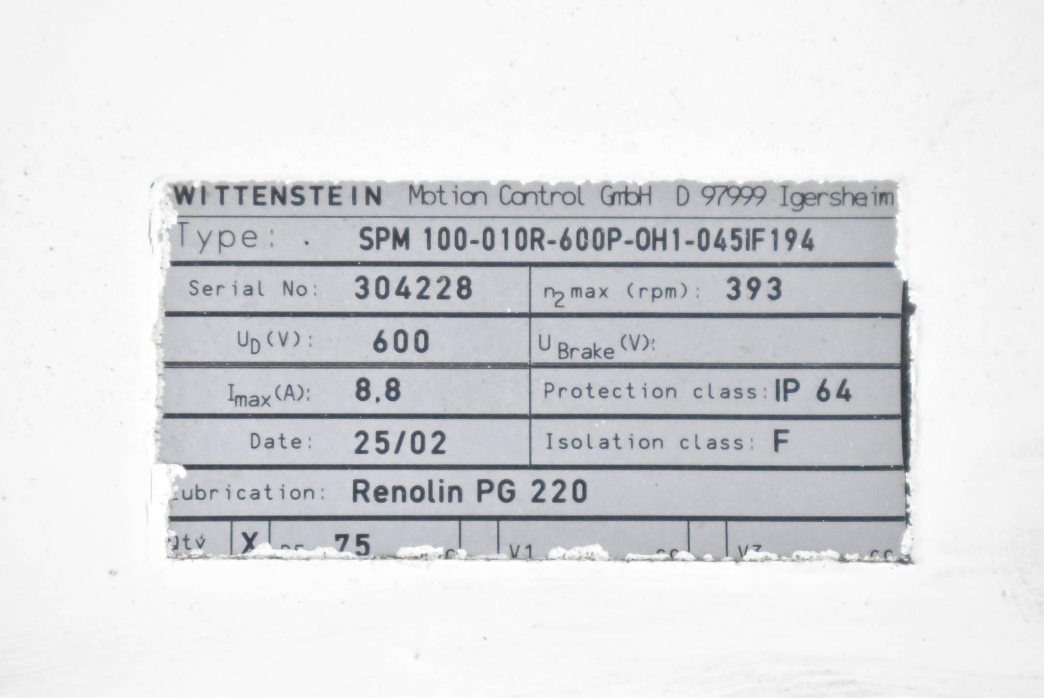 Produktfoto 3 von Wittenstein Servomotor SPM 100-010R-600P-0H1-045IF194 inkl. SP 100-EF1-10-10