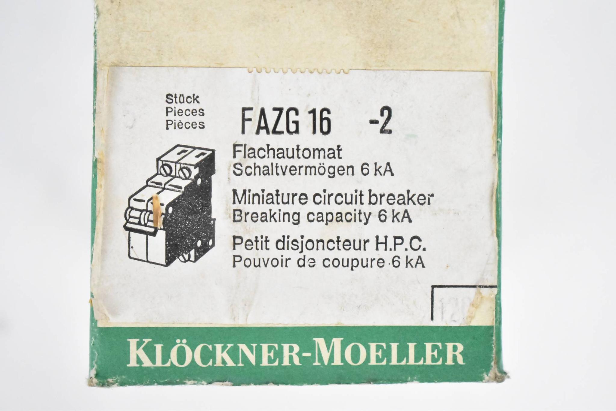 Produktfoto 3 von Klöckner Moeller Leistungsschalter 5 Stück FAZG 16-2 ( FAZG16-2 )