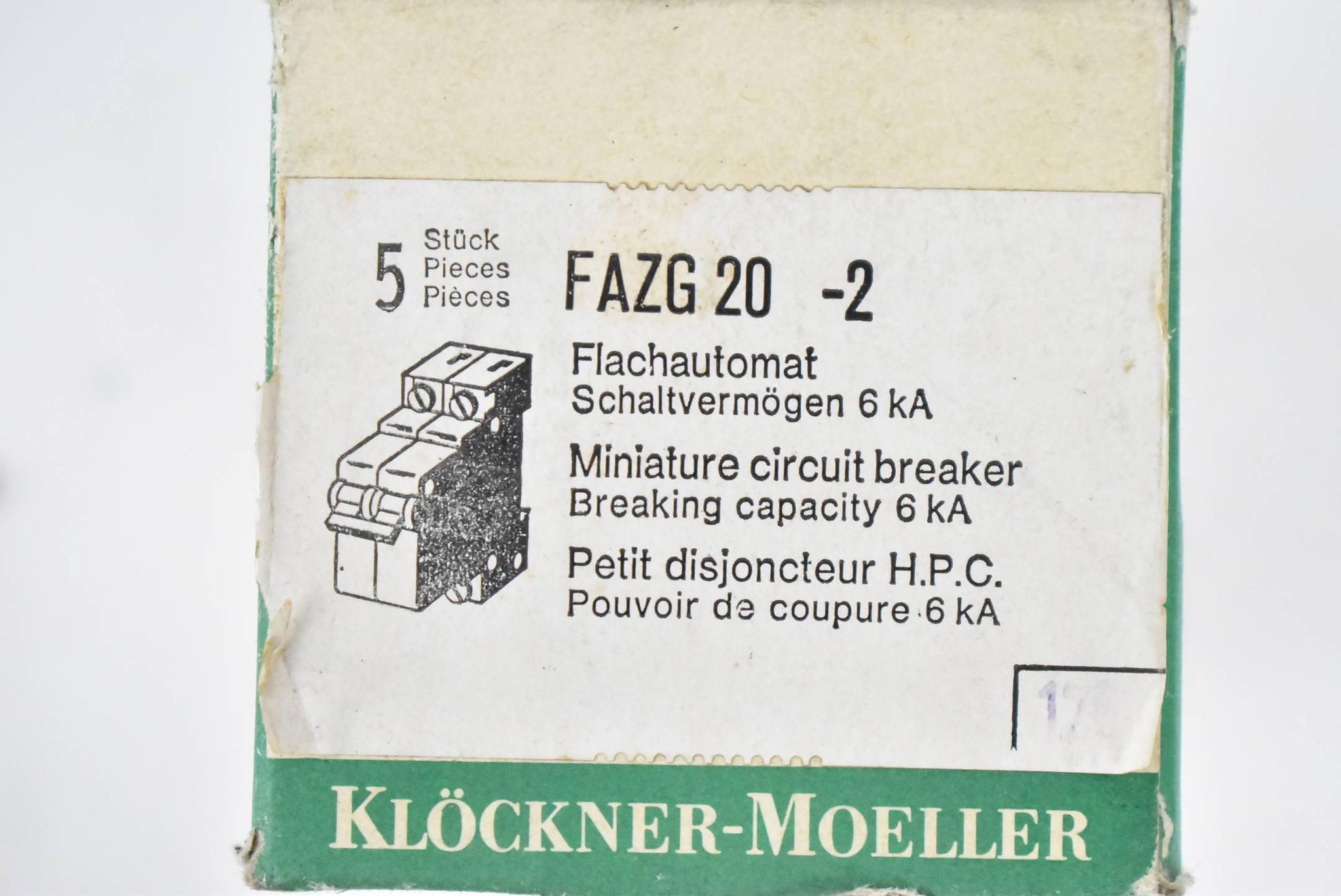 Produktfoto 3 von Klöckner Moeller Leistungsschalter 5 Stück FAZG 20-2 ( FAZG20-2 )