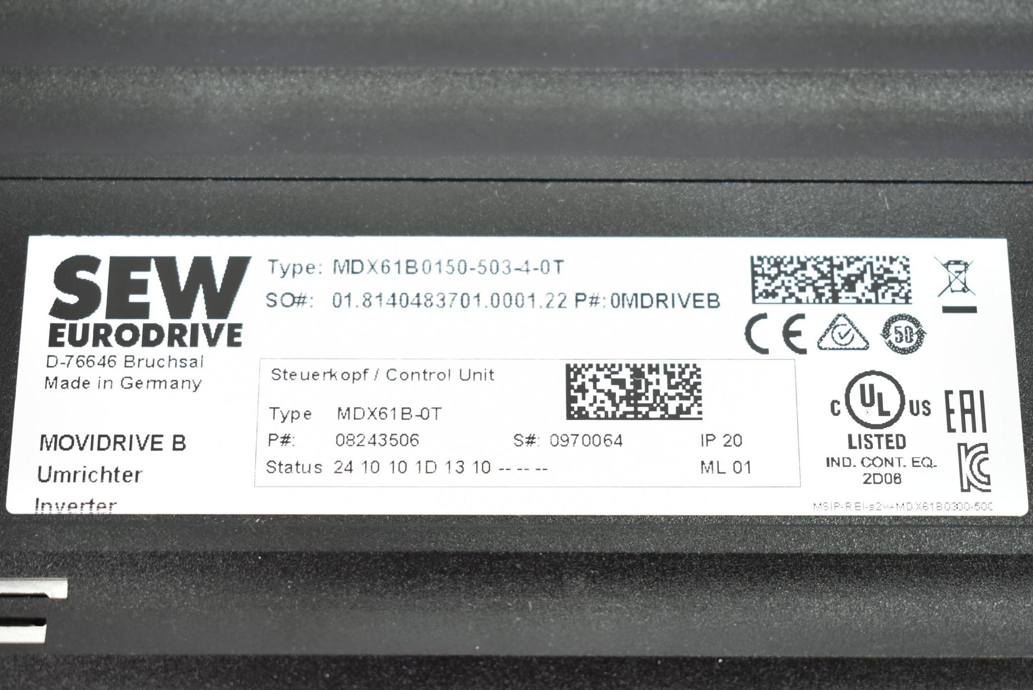 Produktfoto 5 von SEW Movidrive Eurodrive Umrichter MDX60A0150-503-4-00 + MDX61B0150-503-4-0T