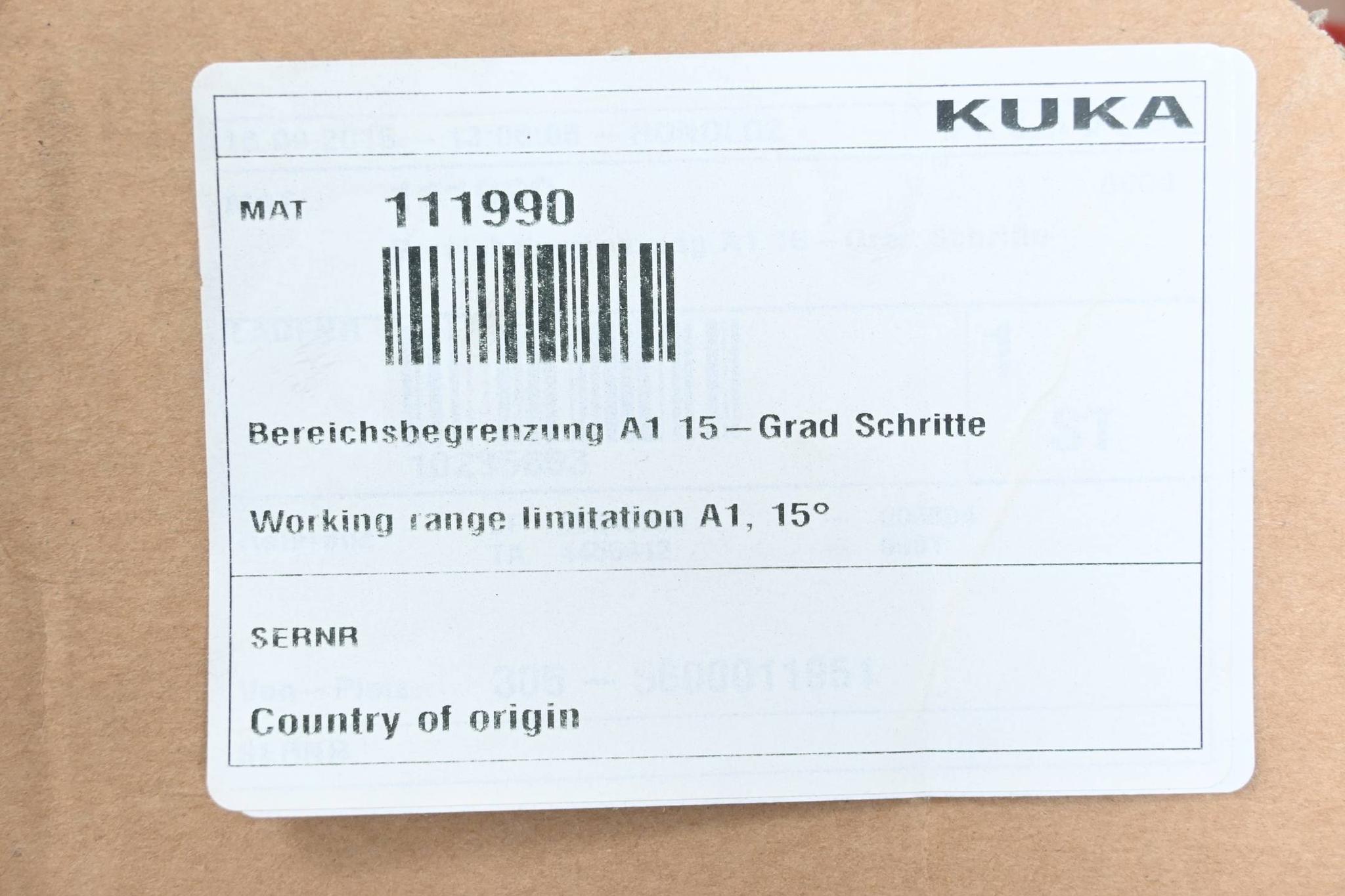 KUKA Anschlagbegrenzer H4B-INV Bereichsgrenzung A1 15° Schnitte