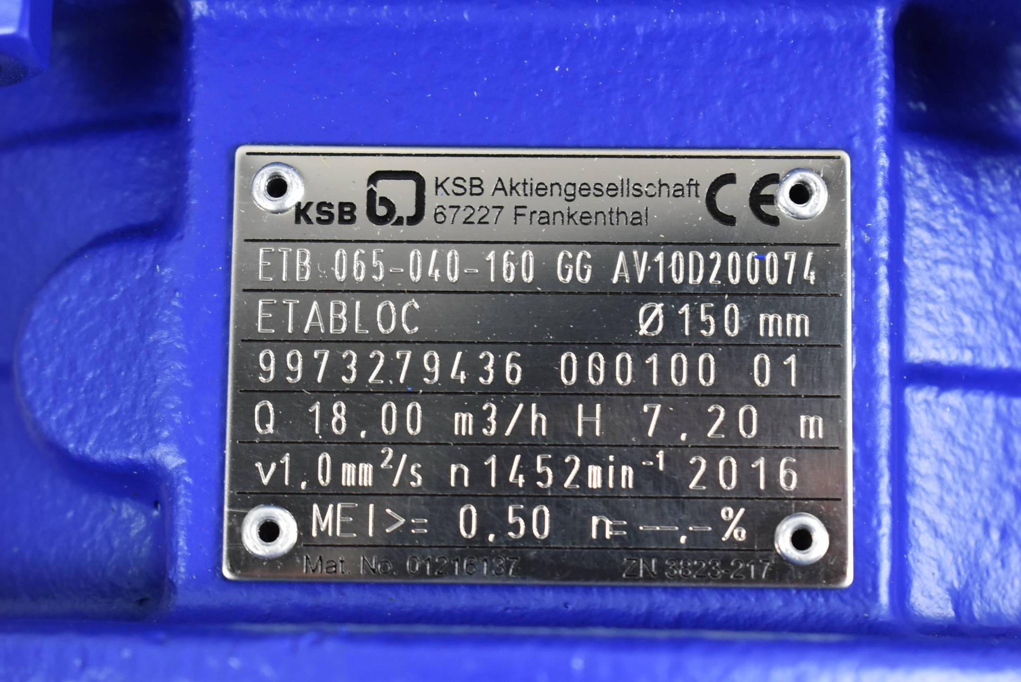 Produktfoto 4 von KSB ETABLOC Kreiselpumpe ETB 065-040-160 GG AV10D200074