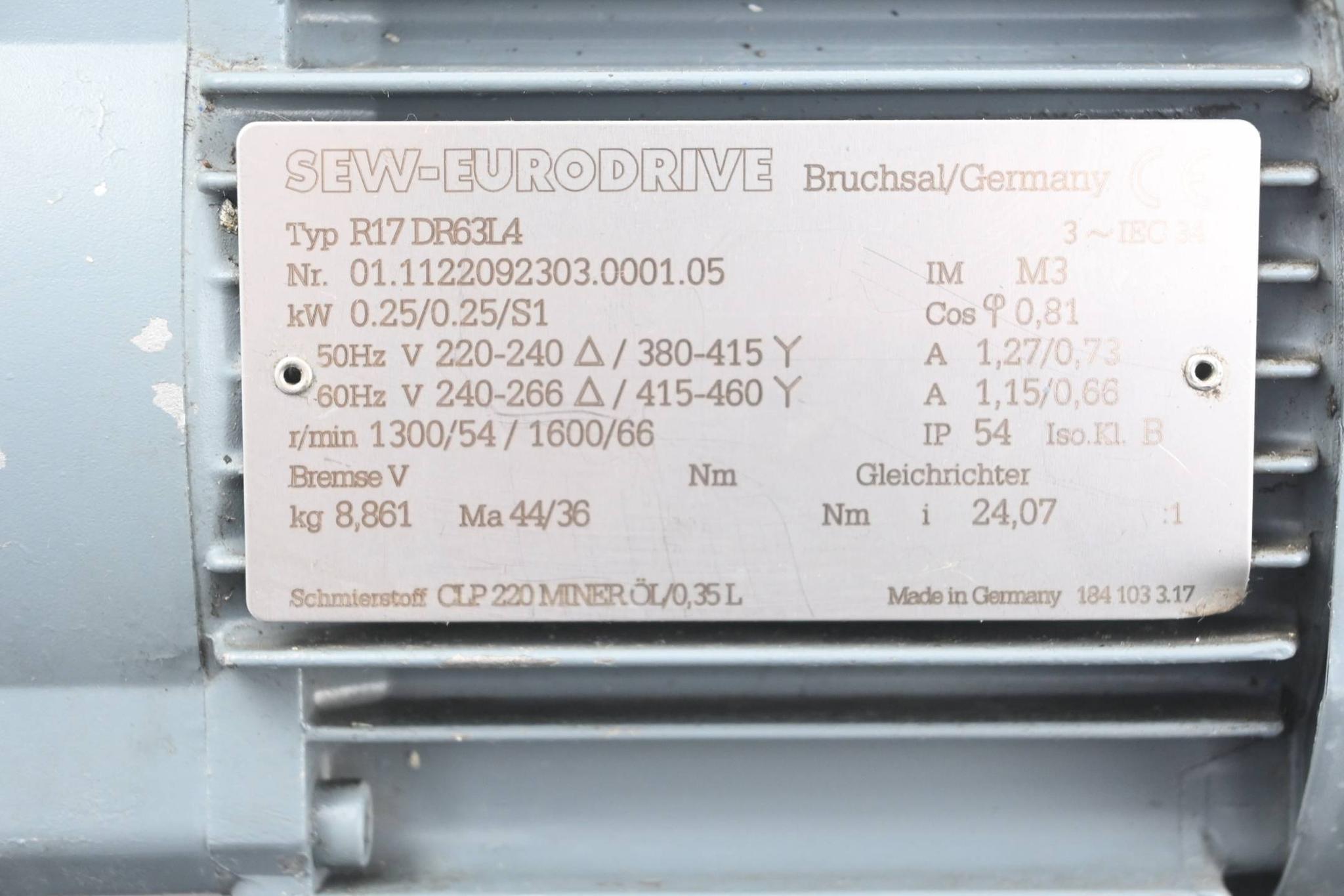 Produktfoto 2 von SEW Eurodrive Getriebemotor R17 DR63L4 ( R17DR63L4 )