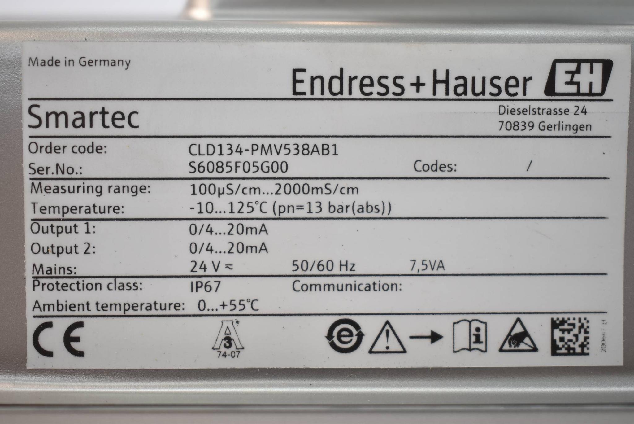 Produktfoto 3 von Endress+Hauser Smartec Leitfähigkeitsmessgerät CLD134-PMV538AB1 ( 7,5VA )