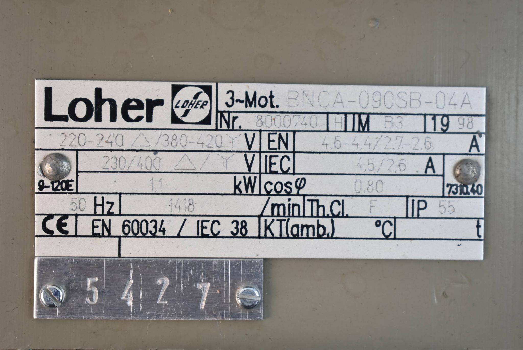 Produktfoto 3 von Loher Drehstrommotor BNCA-090SB-04A ( 230-400V 1,1kW 50Hz )