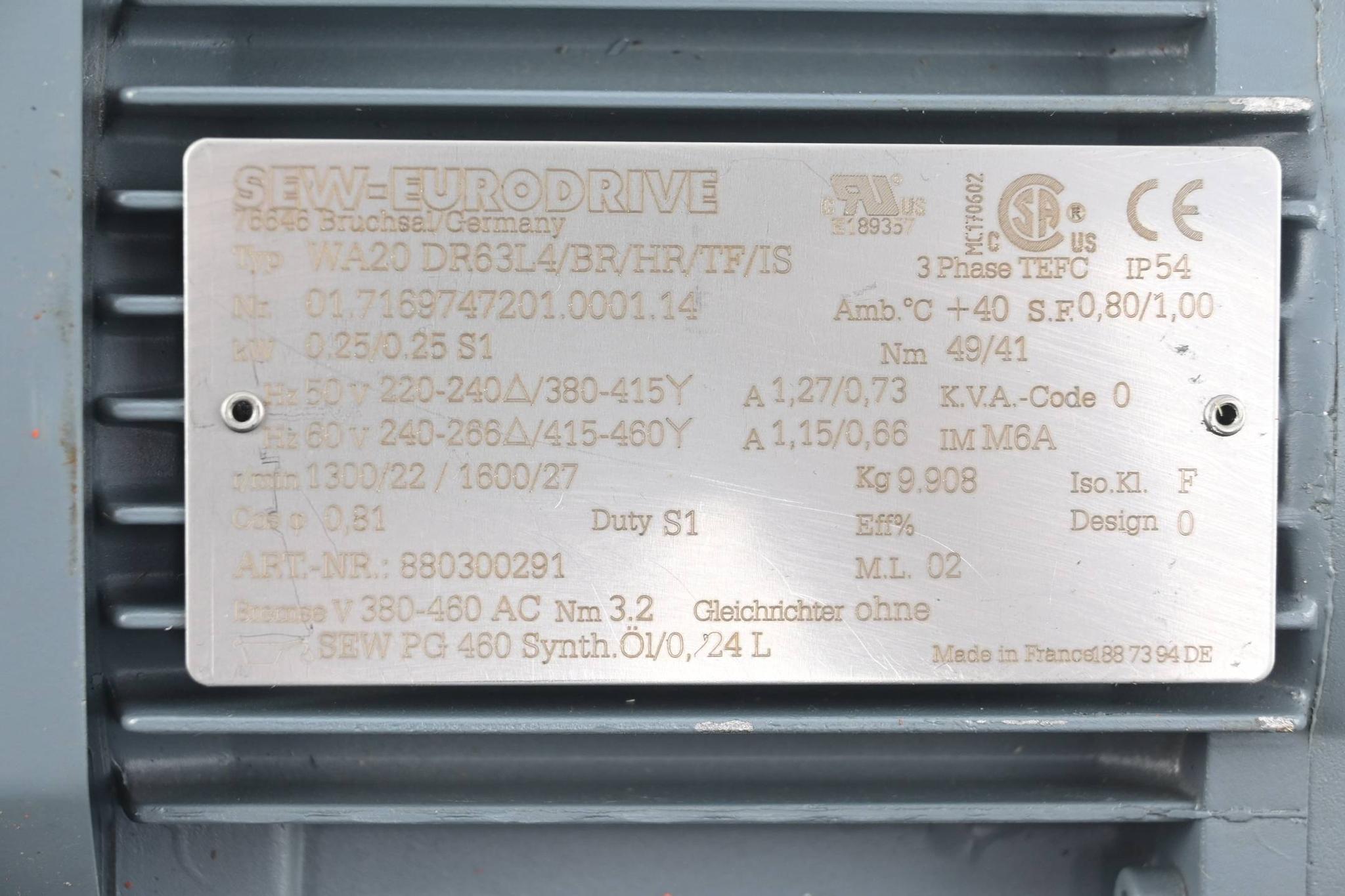 Produktfoto 2 von SEW Eurodrive Getriebemotor WA20DR63L4/BR/HR/TF/IS ( WA20 DR63L4/BR/HR/TF/IS )