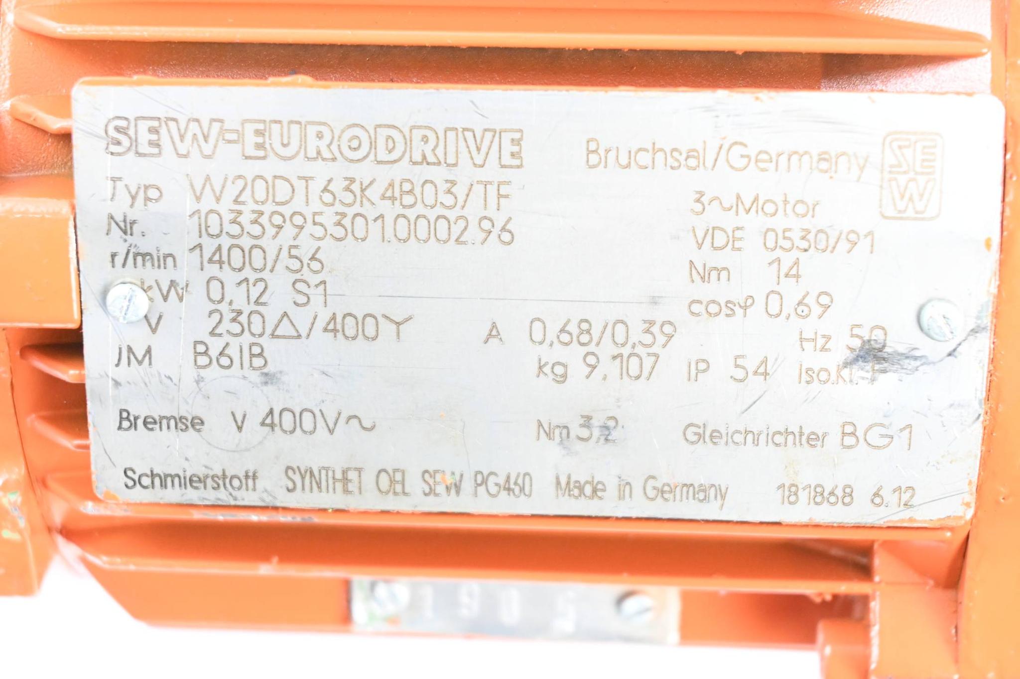 Produktfoto 2 von SEW-Eurodrive 3~ Getriebemotor W20 DT63K4B03/TF ( W20DT63K4B03/TF )