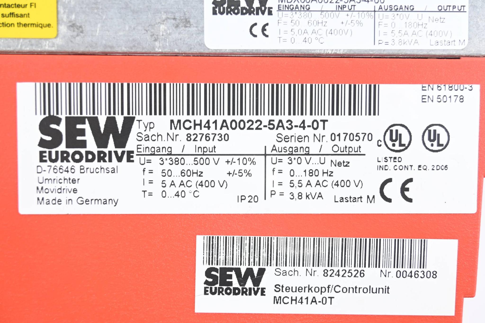 Produktfoto 3 von SEW Eurodrive Movidrive Umrichter MCH41A0022-5A3-0T ( 8276730 )