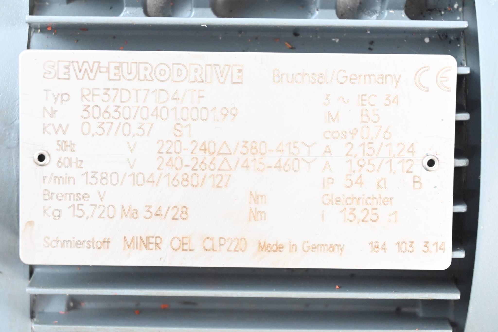 Produktfoto 2 von SEW-Eurodrive 3~ Getriebemotor RF37DT71D4/TF ( RF37 DT71D4/TF )