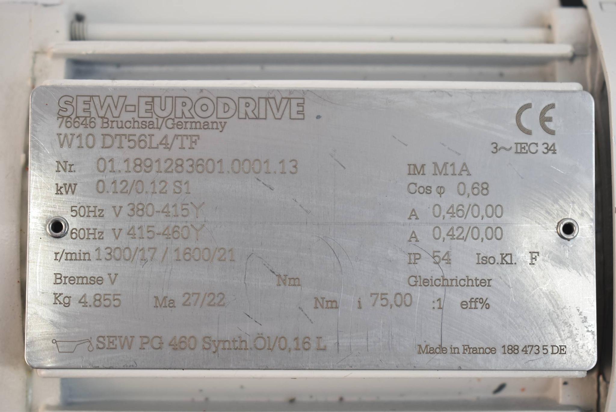 Produktfoto 3 von SEW eurodrive Getriebemotor W10 DT56L4/TF ( 0,12kW 1300-1600r/min. )