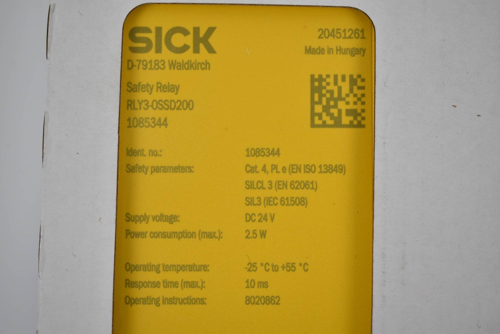 Produktfoto 1 von SICK Sicherheitsrelais RLY3-0SSD200 ( RLY3-OSSD200 ) 1085344