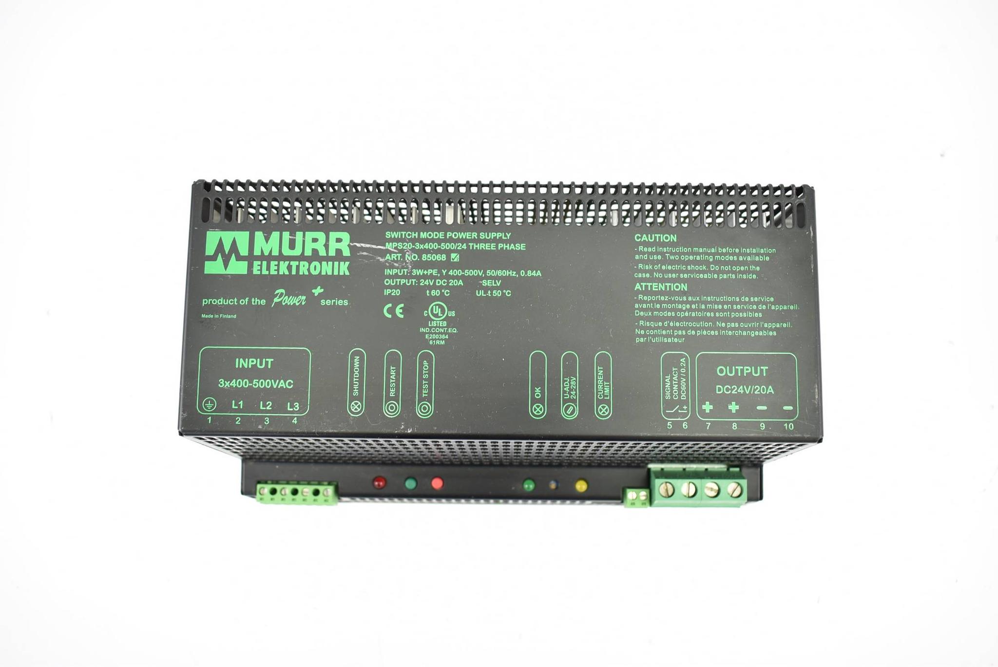 Produktfoto 1 von Murr elektronik Switch Mode Power supply 3 Phasen MPS20-3x400-500/24 ( 85068 )