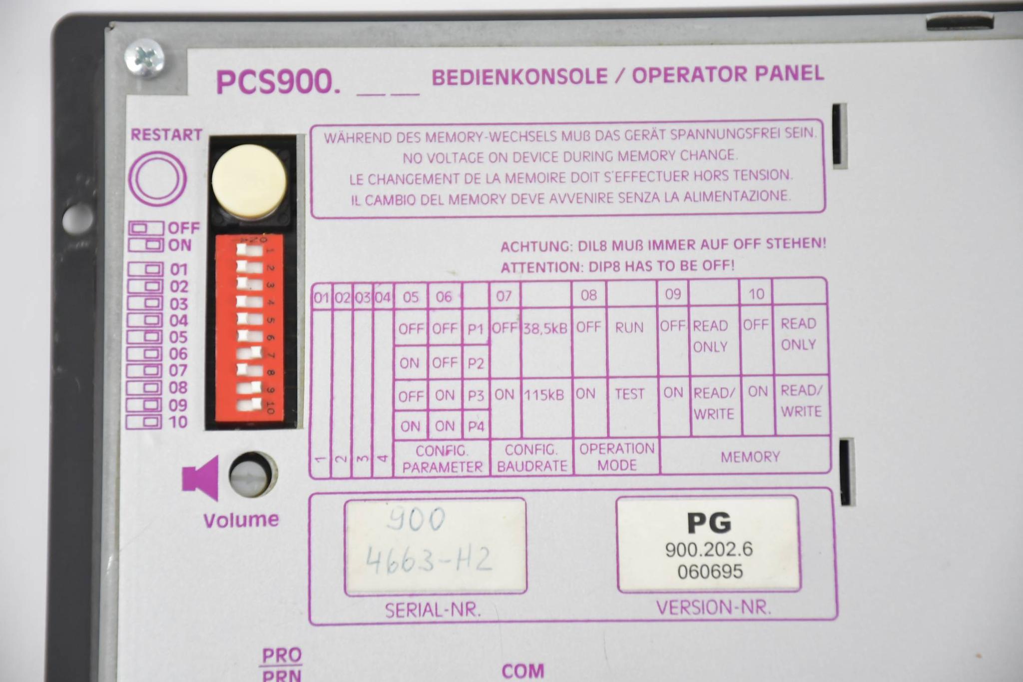 Produktfoto 2 von Lauer Bedienkonsole PCS 900 PG 900.202.6060695 ( PCS900 )