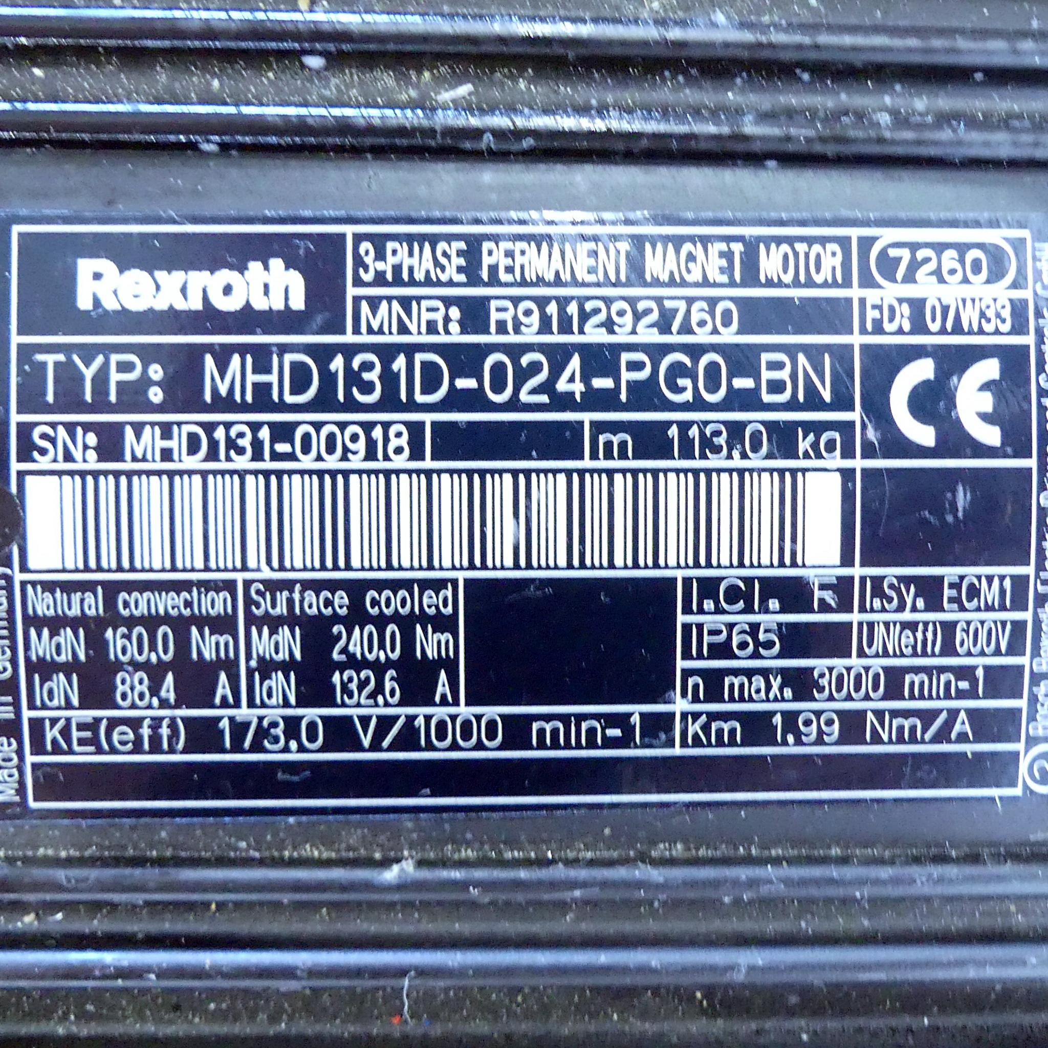 Produktfoto 2 von REXROTH Servomotor MHD131D-024-PG0-BN