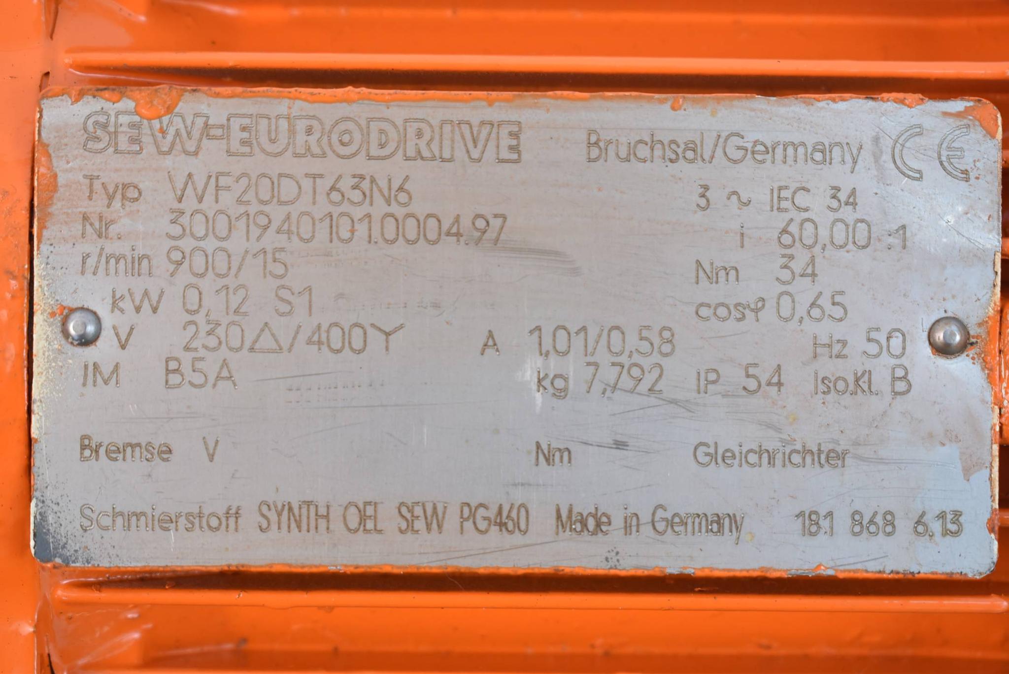 Produktfoto 4 von SEW eurodrive Getriebemotor WF20DT63N6 ( 0,12kW 900r/min. 50Hz )