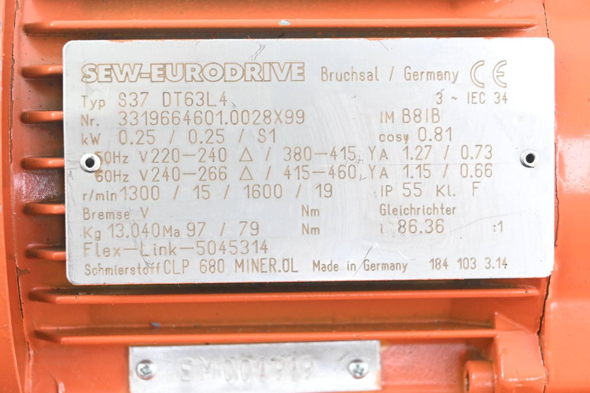 Produktfoto 2 von SEW Eurodrive Getriebemotor S37DT63L4 ( S37 DT63L4 )