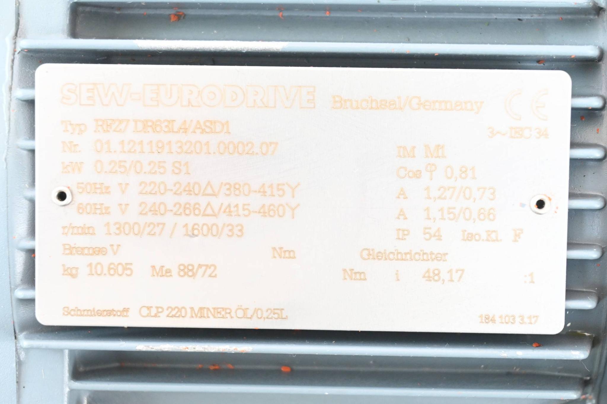 Produktfoto 2 von SEW-Eurodrive 3~ Getriebemotor RF27 DR63L4/ASD1 ( RF27DR63L4/ASD1 )