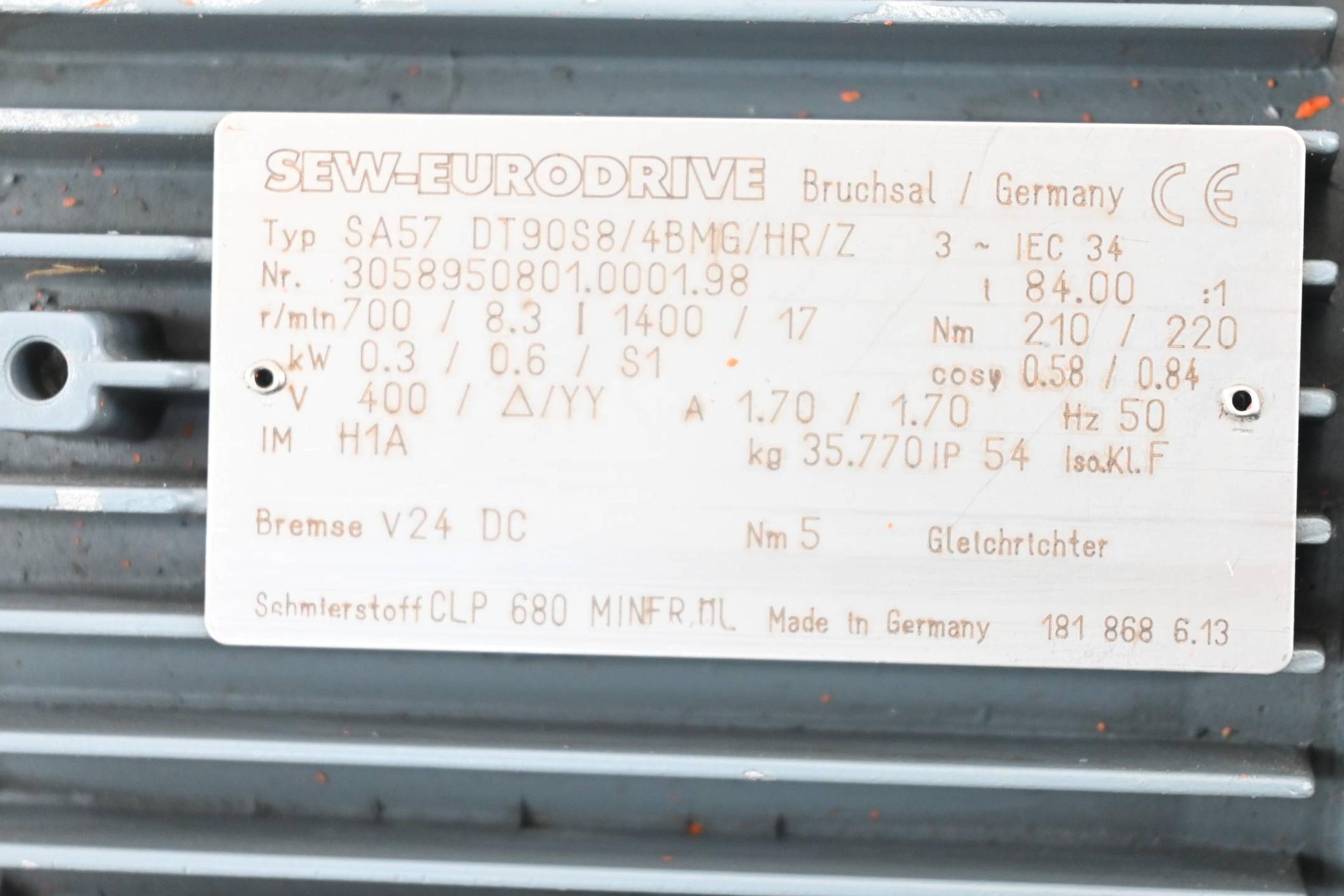 Produktfoto 2 von SEW-Eurodrive 3~ Getriebemotor SA57 DT90S8/4BMG/HR/Z ( SA57DT90S8/4BMG/HR/Z )