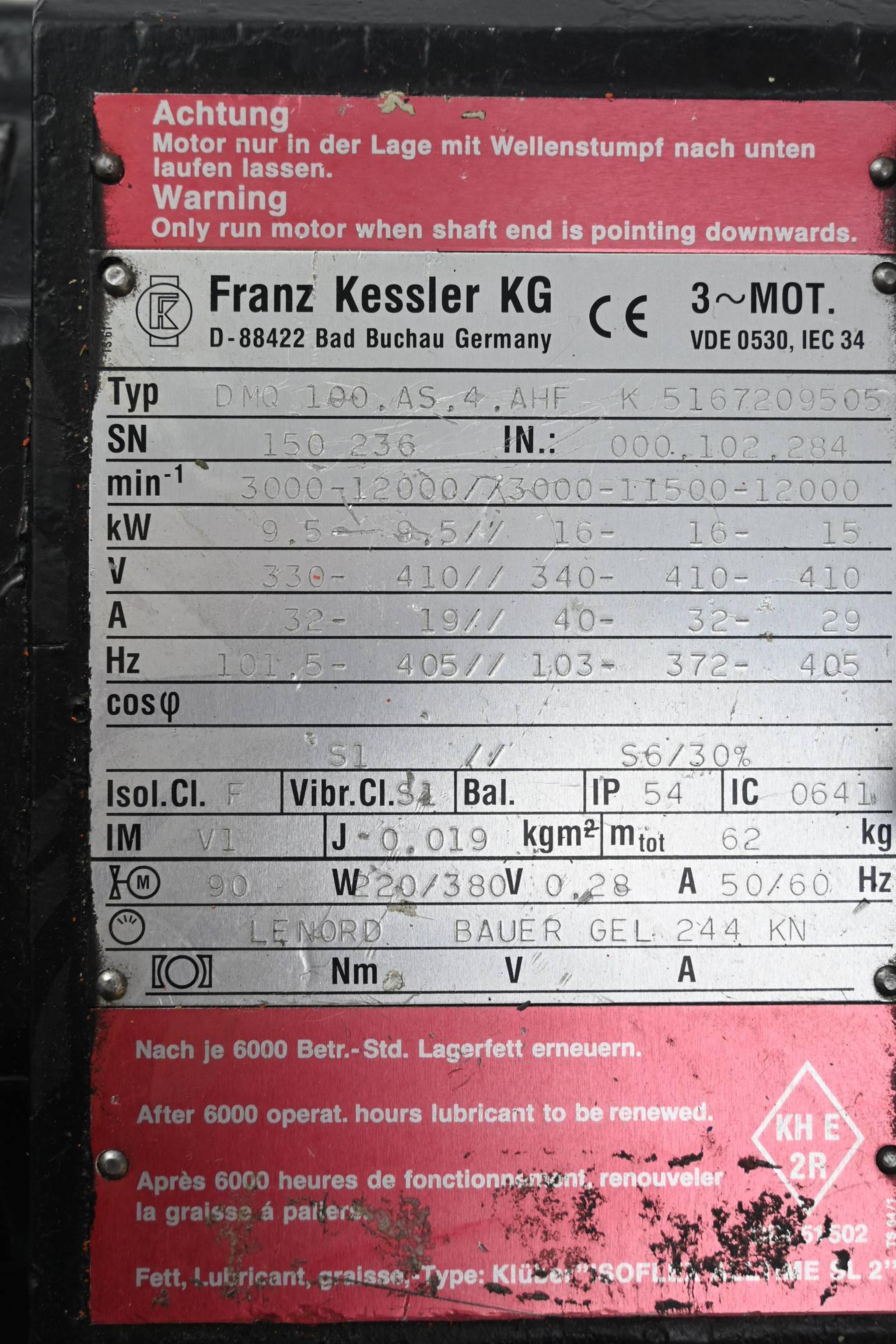 Produktfoto 2 von Franz Kessler Servomotor DMQ 100.AS.4.AHF ( K 5167209505 ) 9,5kW 3000-12000/min