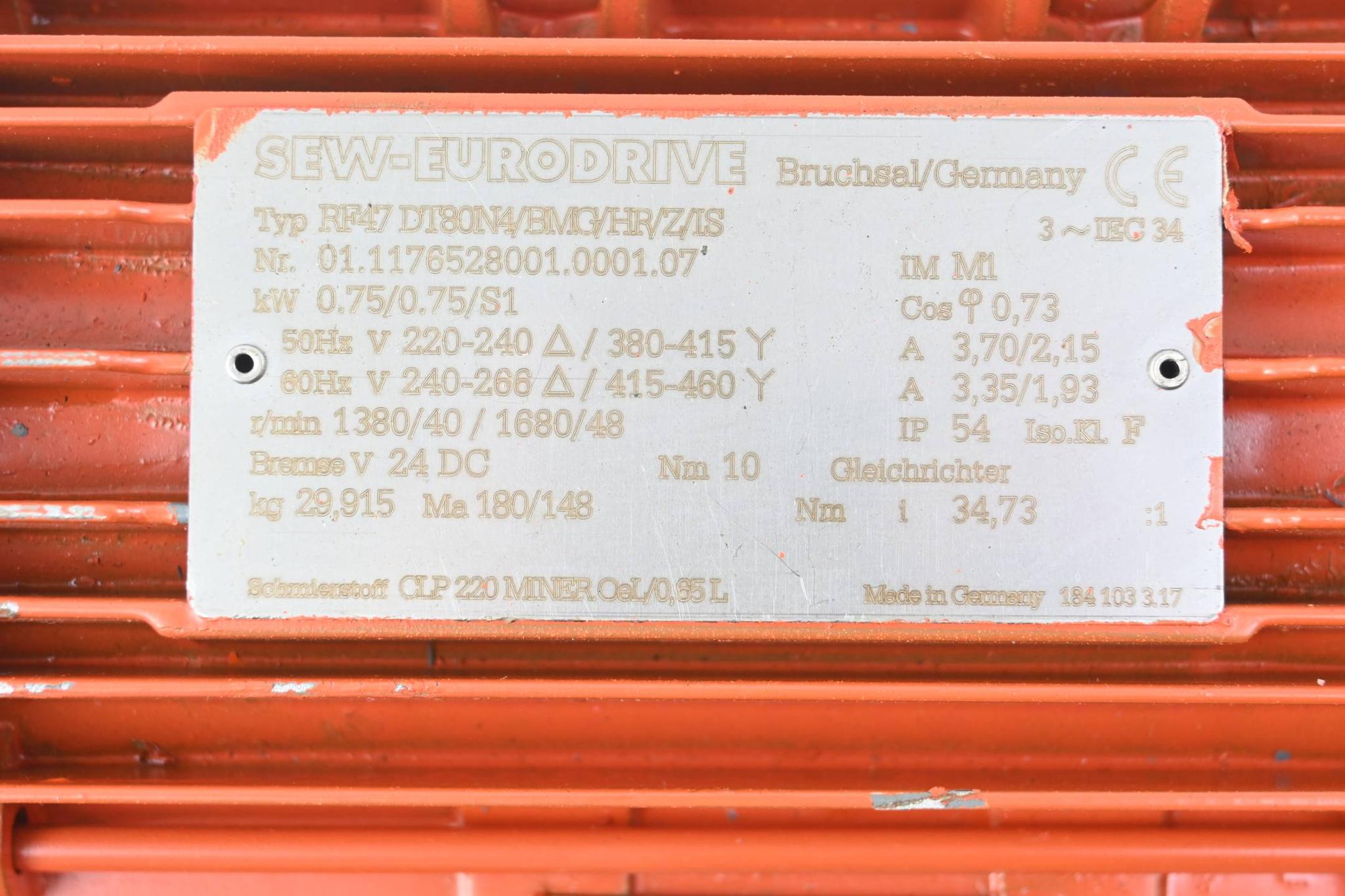 Produktfoto 2 von SEW Eurodrive Getriebemotor RF47DT80N4/BMG/HR/Z/IS ( RF47 DT80N4/BMG/HR/Z/IS )