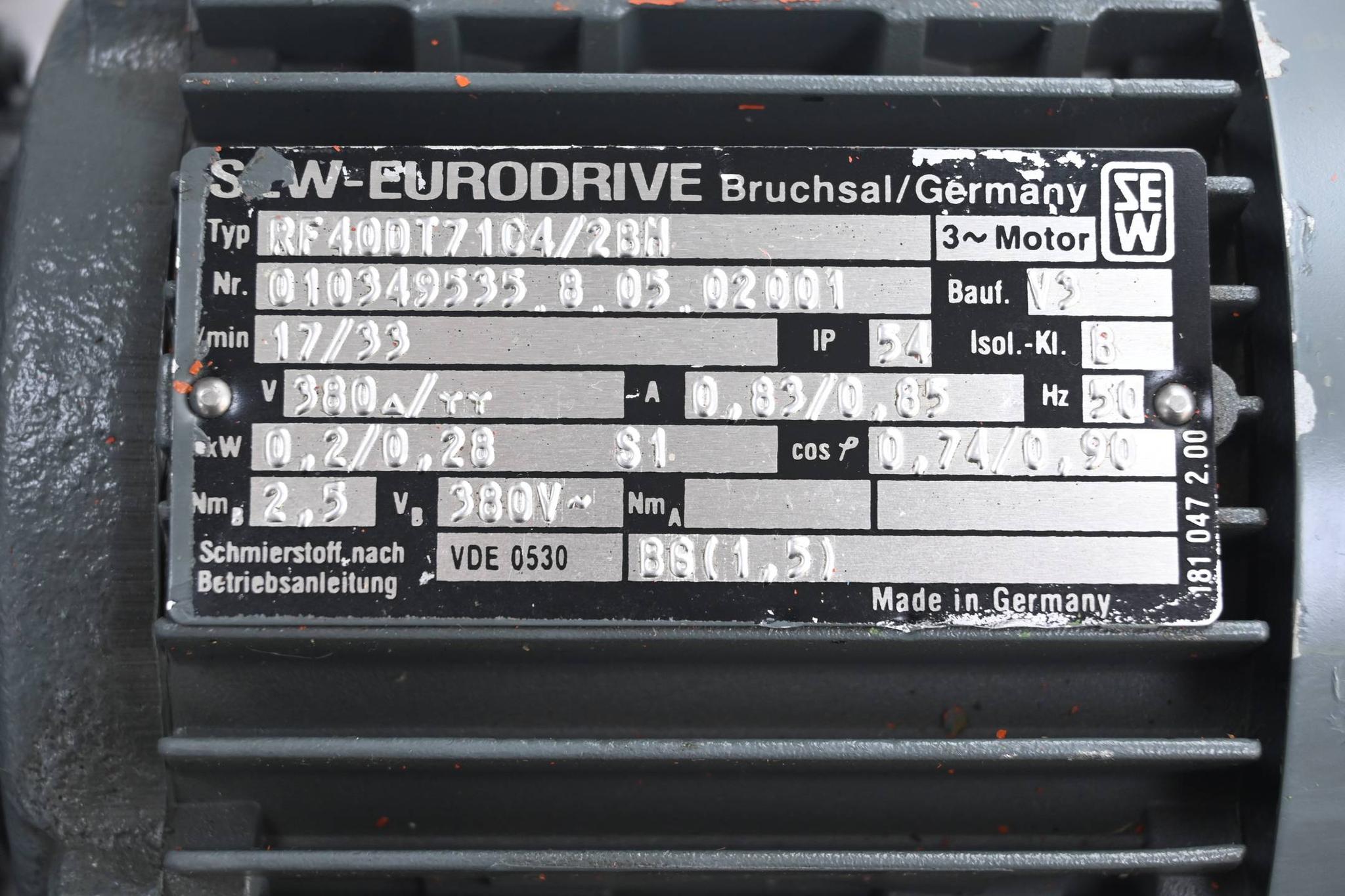 Produktfoto 2 von SEW Eurodrive Getriebemotor RF40DT71C4/2BM ( RF40 DT71C4/2BM ) 0,2/0,28kW