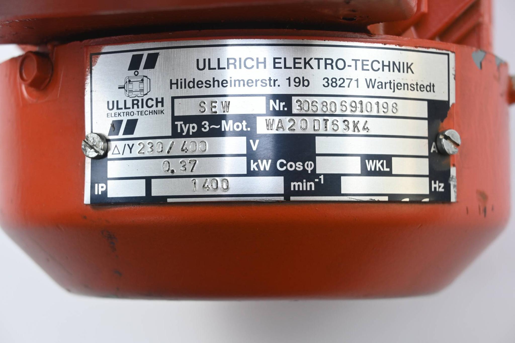 Produktfoto 2 von SEW Eurodrive Getriebemotor WA20DT63K4 ( WA20 DT63K4 ) 0,37kW 1400/min