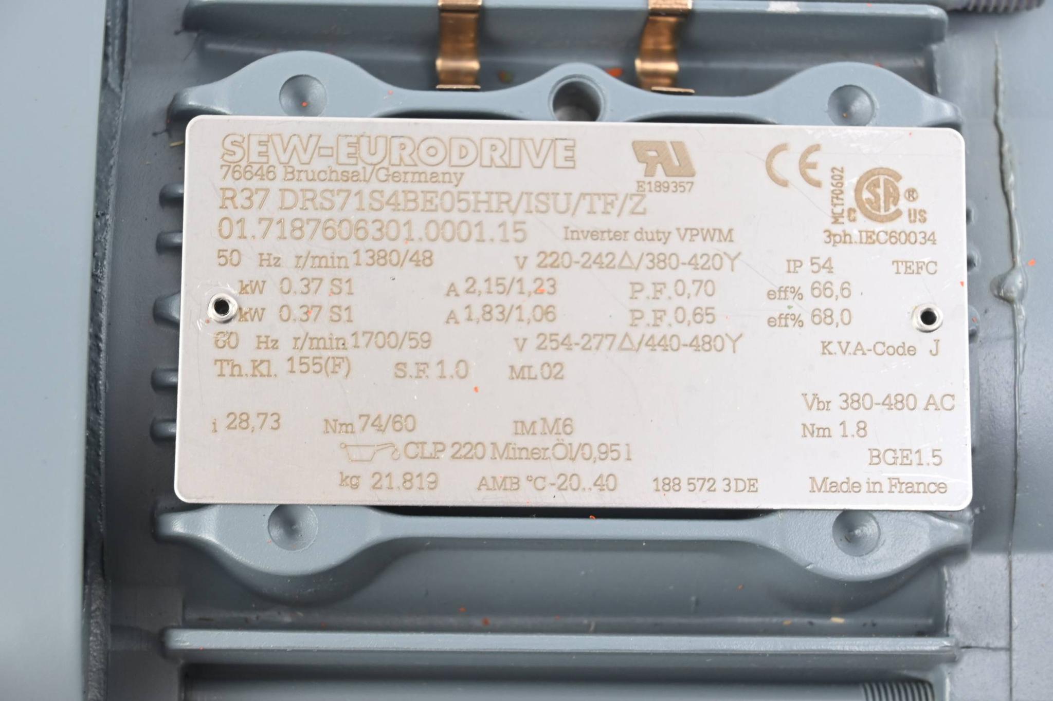 Produktfoto 2 von SEW Eurodrive Getriebemotor R37DRS71S4BE05HR/ISU/TF/Z ( 0,37kW 1380/48/min )