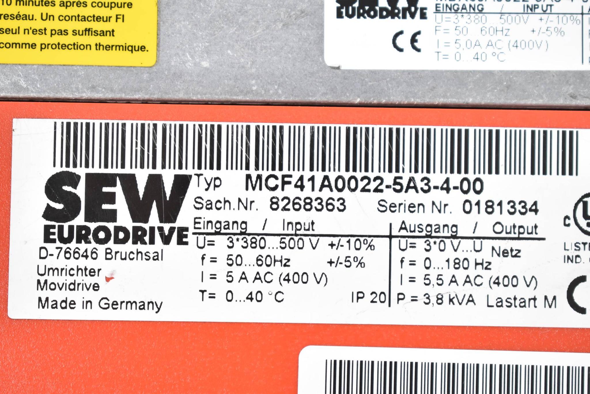 Produktfoto 2 von SEW Eurodrive Umrichter MCF41A0022-5A3-4-00 + MDX60A0022-5A3-4-00