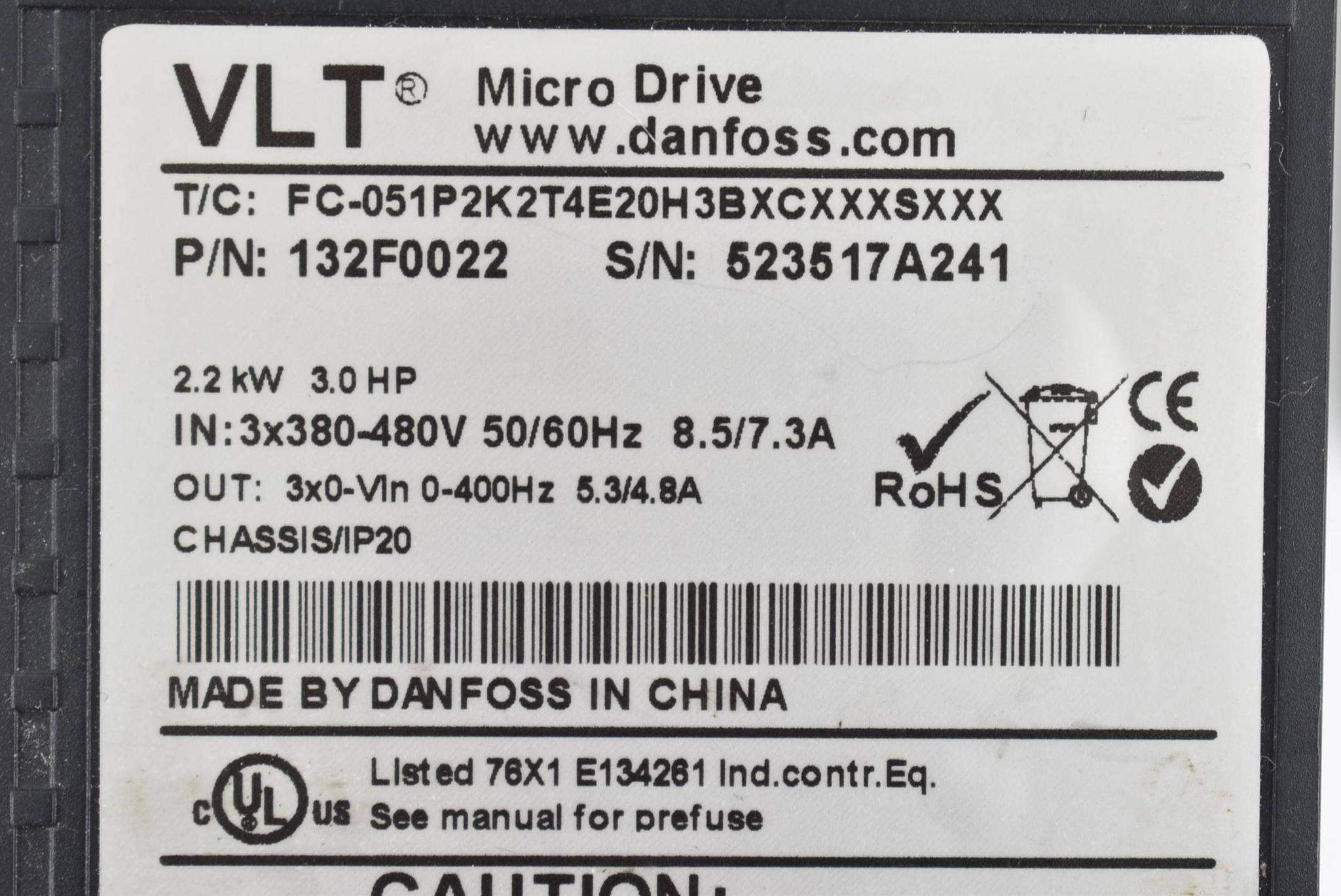 Produktfoto 3 von Danfoss VLT Micro Drive Umrichter FC-051P2K2T4E20H3BXCXXXSXXX ( 132F0022 )