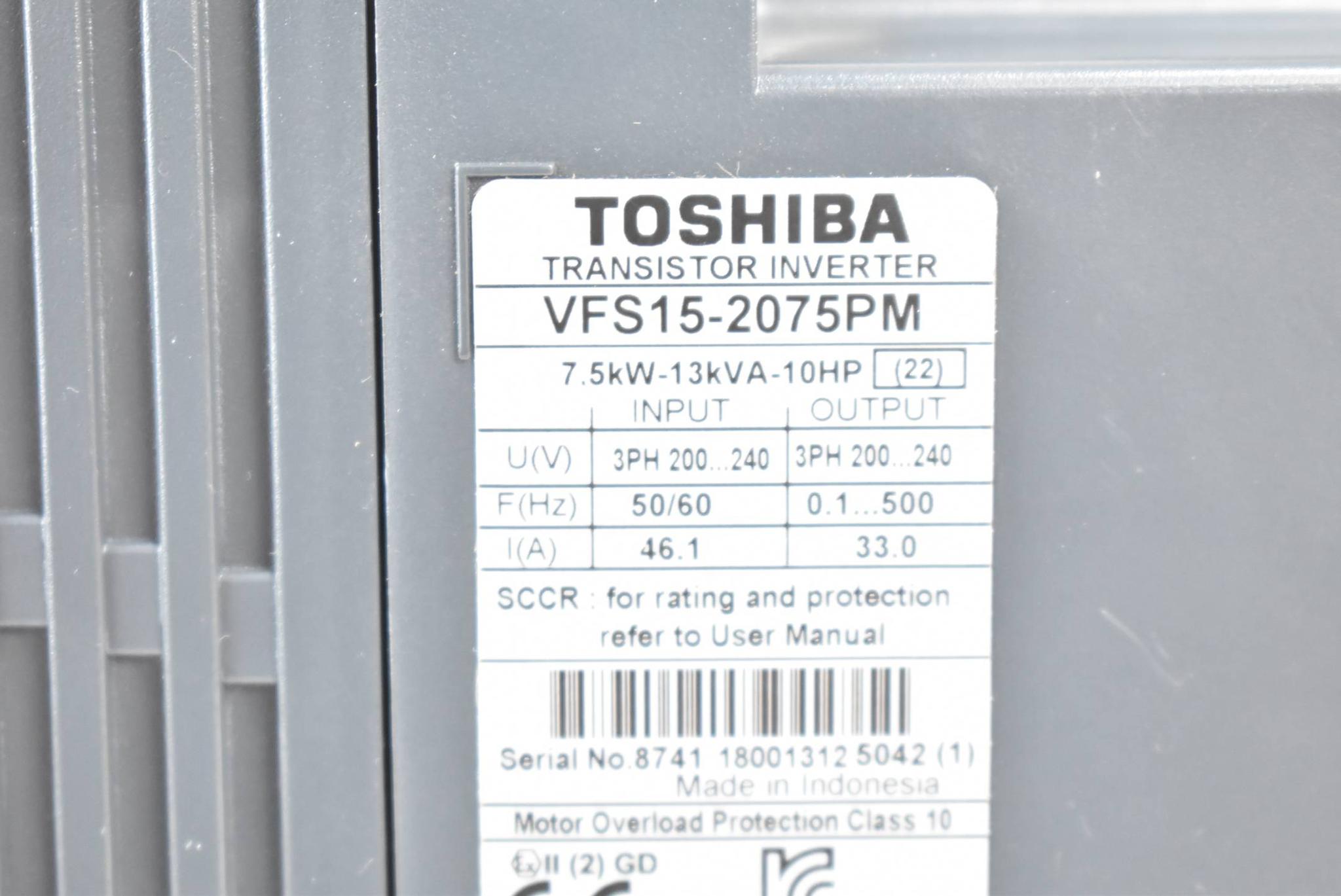 Produktfoto 2 von Toshiba Frequenzumrichter 7,5kW 13kVA 10HP 200-240V 50/60Hz VFS15-2075PM