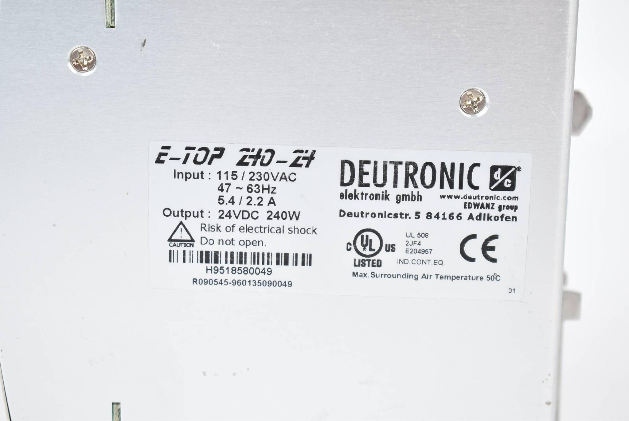 Produktfoto 2 von Deutronic Netzteil 24VDC 10A 115/230VAC 5,4/2,2A  47-63A 250W E-TOP240-24