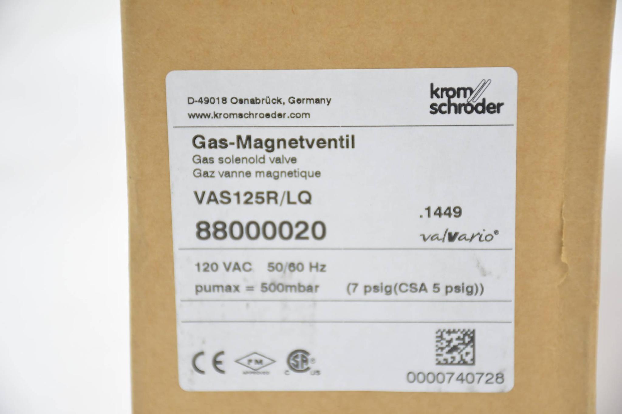 Produktfoto 3 von Krom Schröder Gas-Magnetventil VAS125R/LQ ( 88000020 )