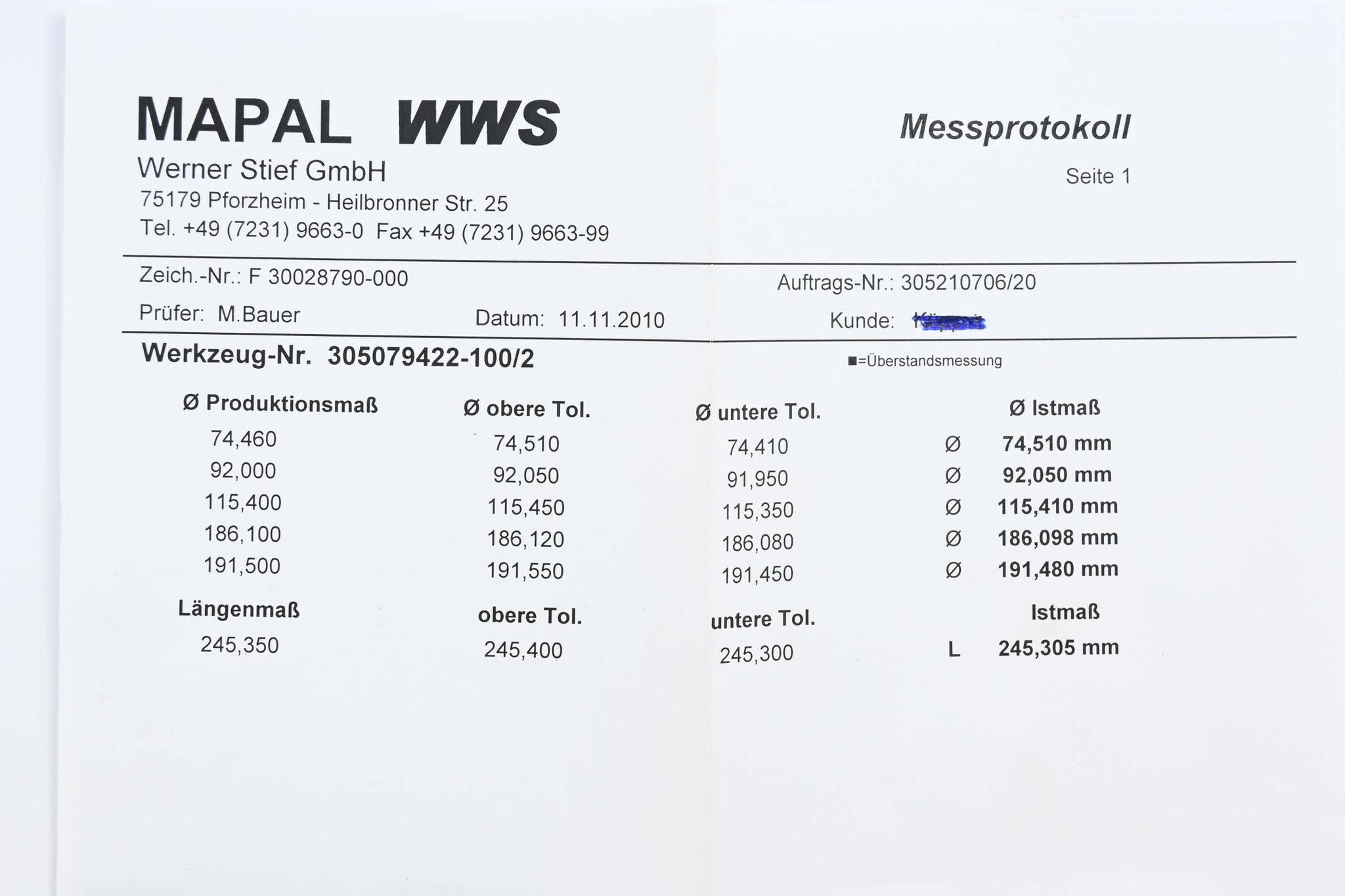 Produktfoto 3 von Mapal 305079422-100/2 ( F30028790-000/3 ) Tool8043#426 ( 1665907 )