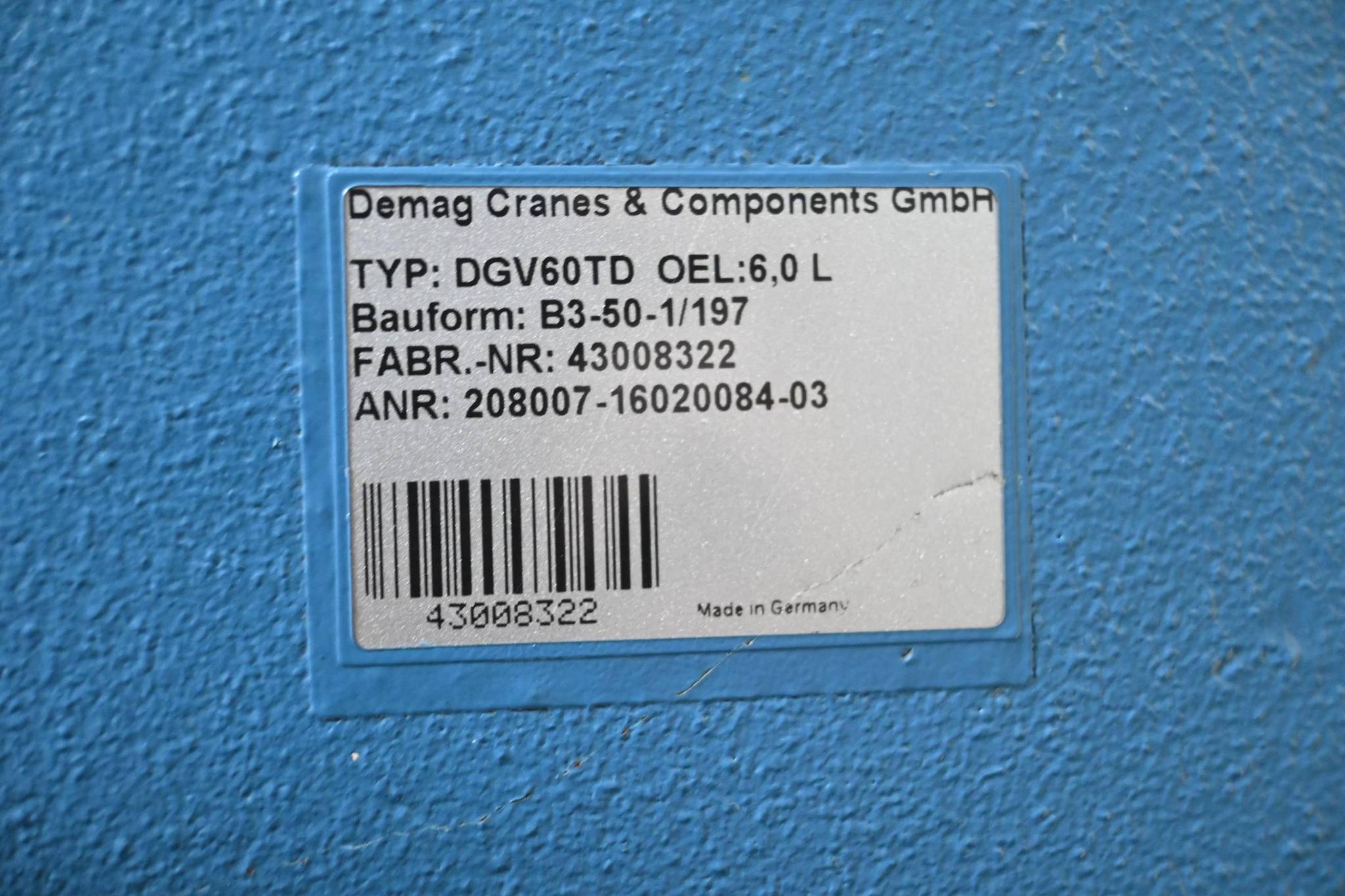 Produktfoto 2 von Demag 3~ Motor ZBA 80 B4 B020 ( ZBA80B4B020 ) inkl. Demag Getriebe DGV60TD