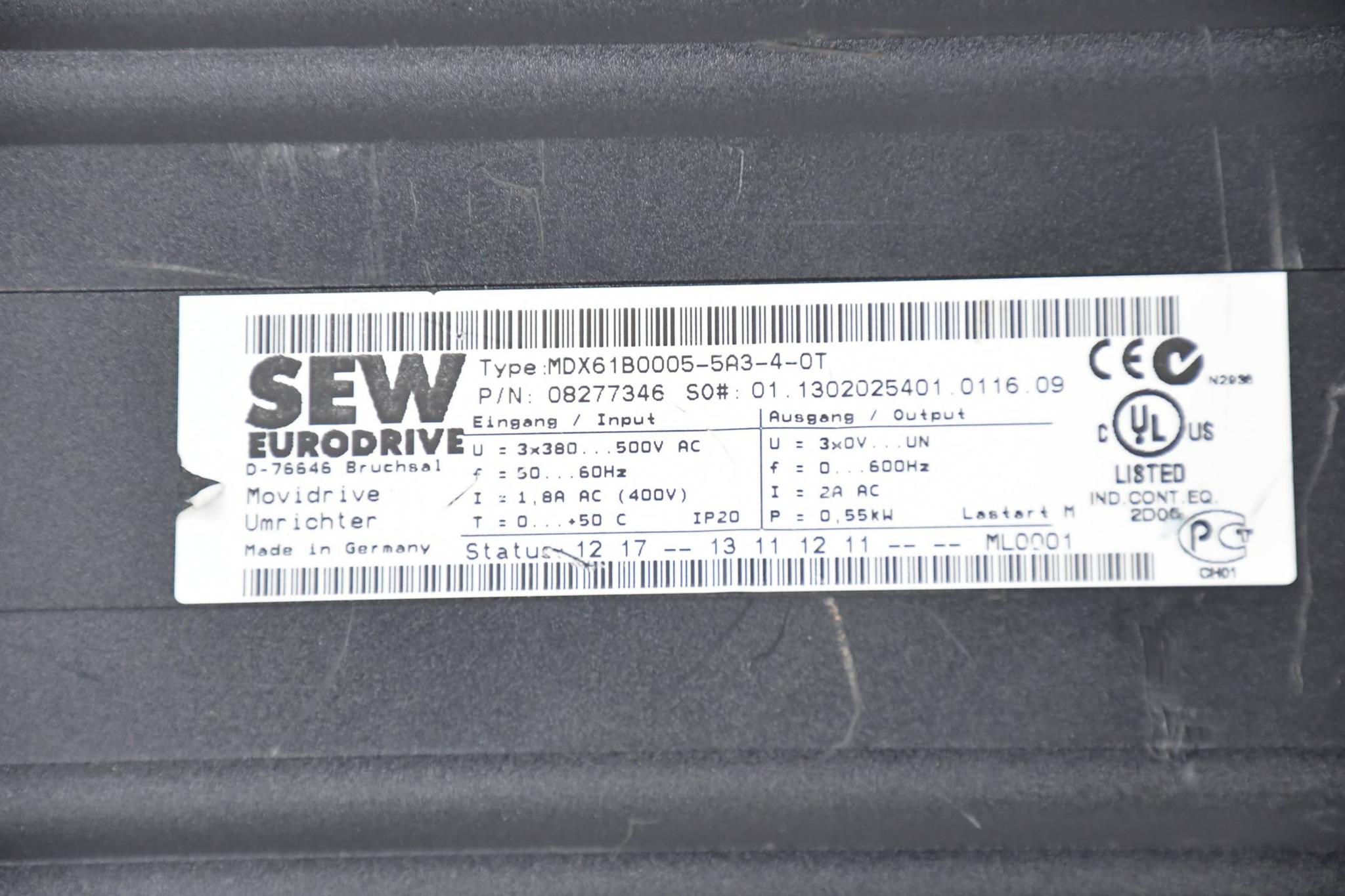 Produktfoto 2 von SEW Eurodrive Frequenzumrichter MDX61B0005-5A3-4-0T ( 08277346 )