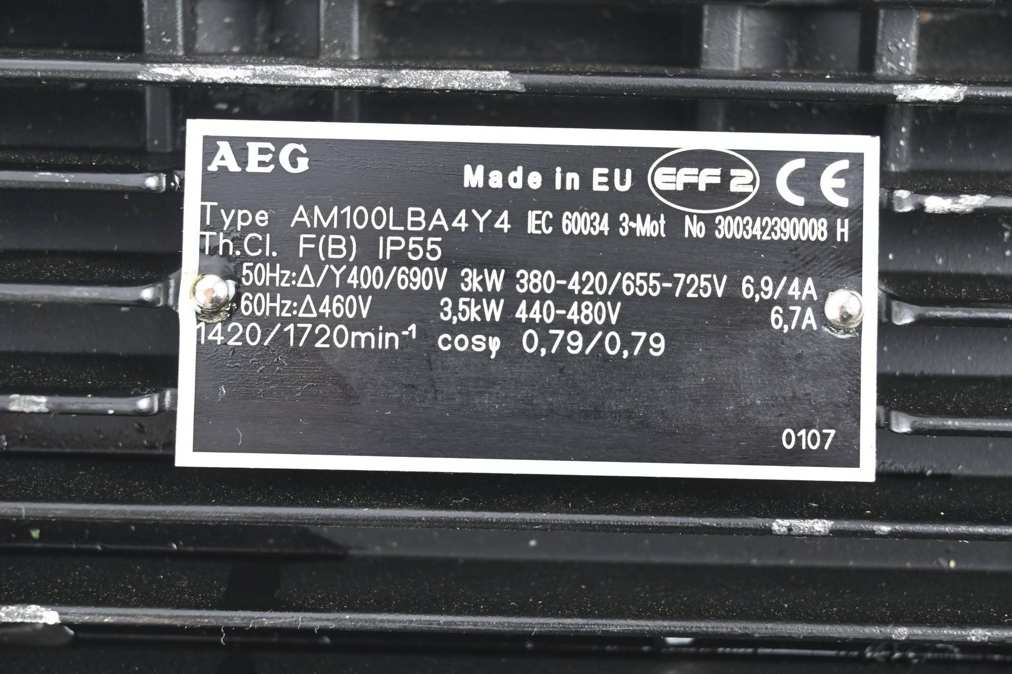 Produktfoto 2 von AEG 3~ Motor AM100LBA4Y4 ( 3kW 6,9//4A 1420-1720/min )